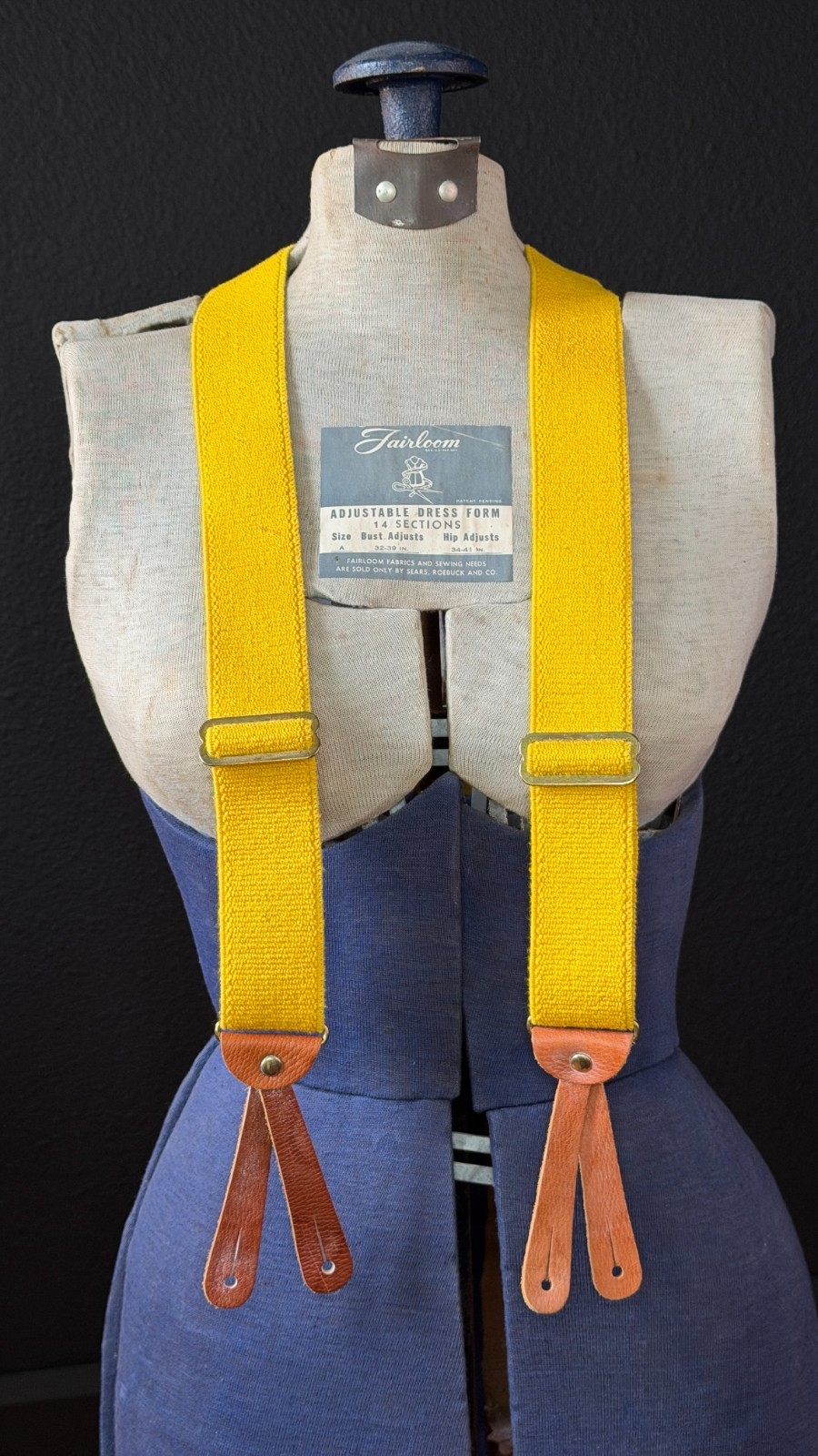 Vintage 1970s bright yellow suspenders leather button holes mens unisex stretch