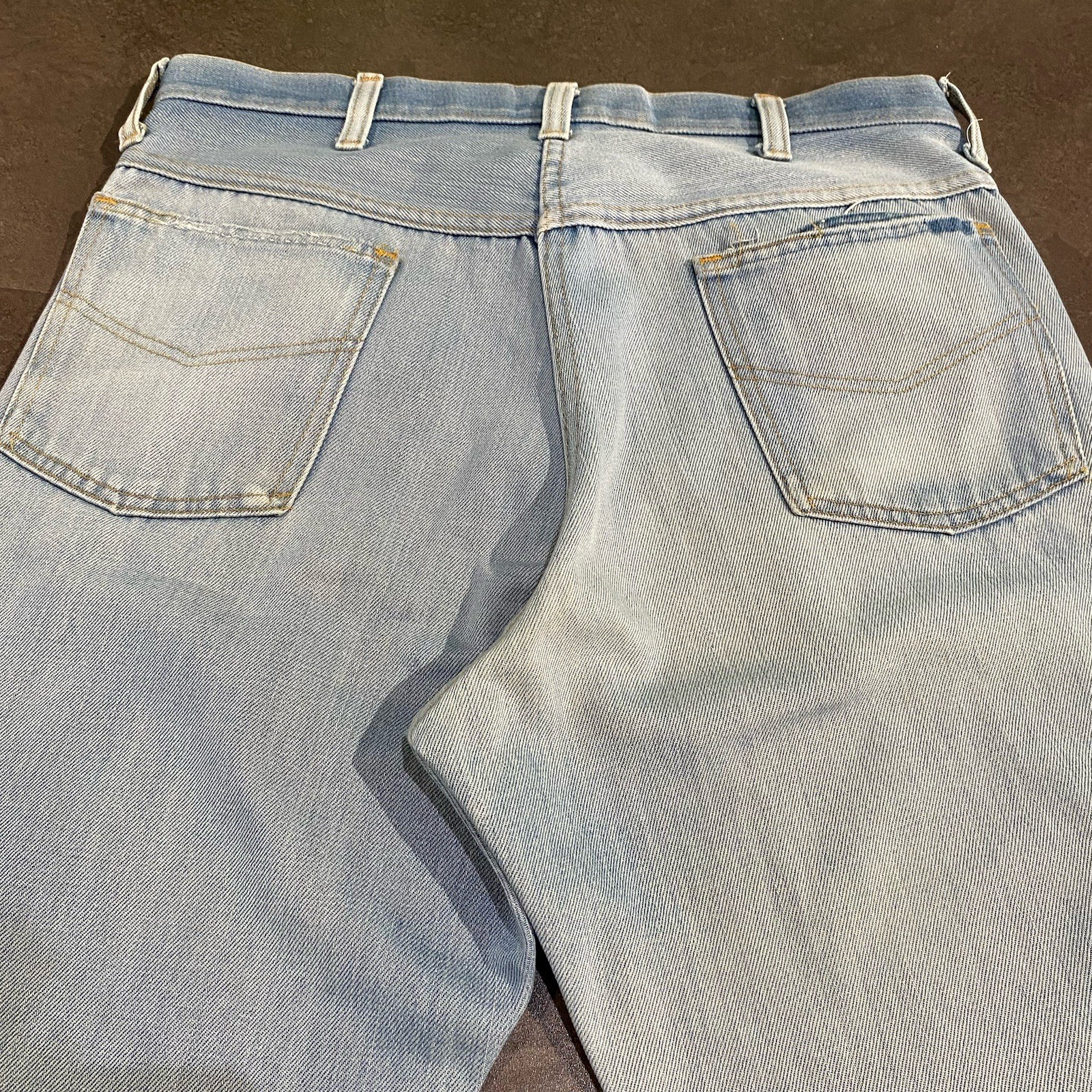 Vintage 50s 60s Sears Roebucks Light Wash Denim Jeans Distressed Worn Gripper