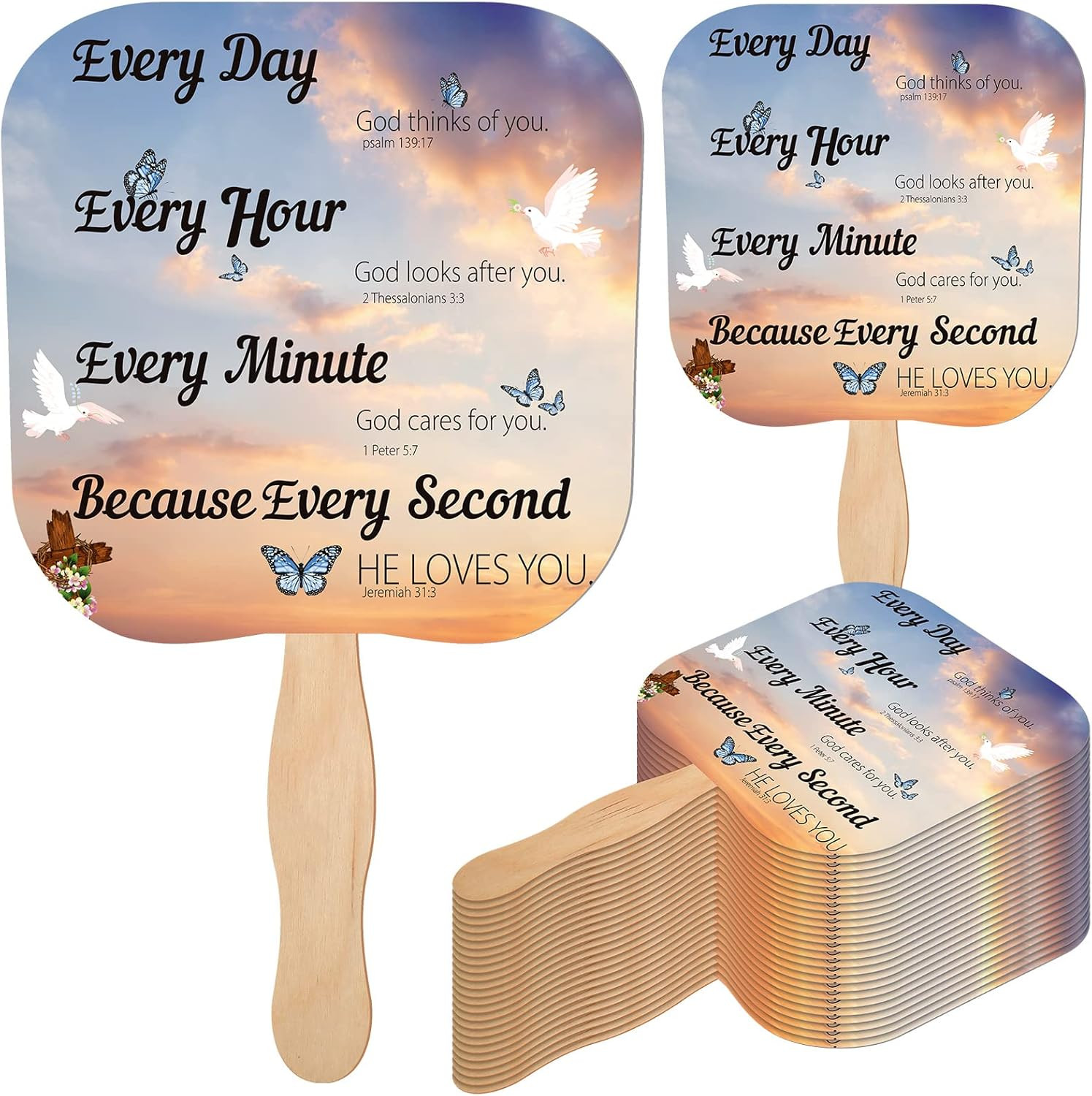 50 Pcs Christian Fans Bulk Religious Church Handheld Fans the Lord’S