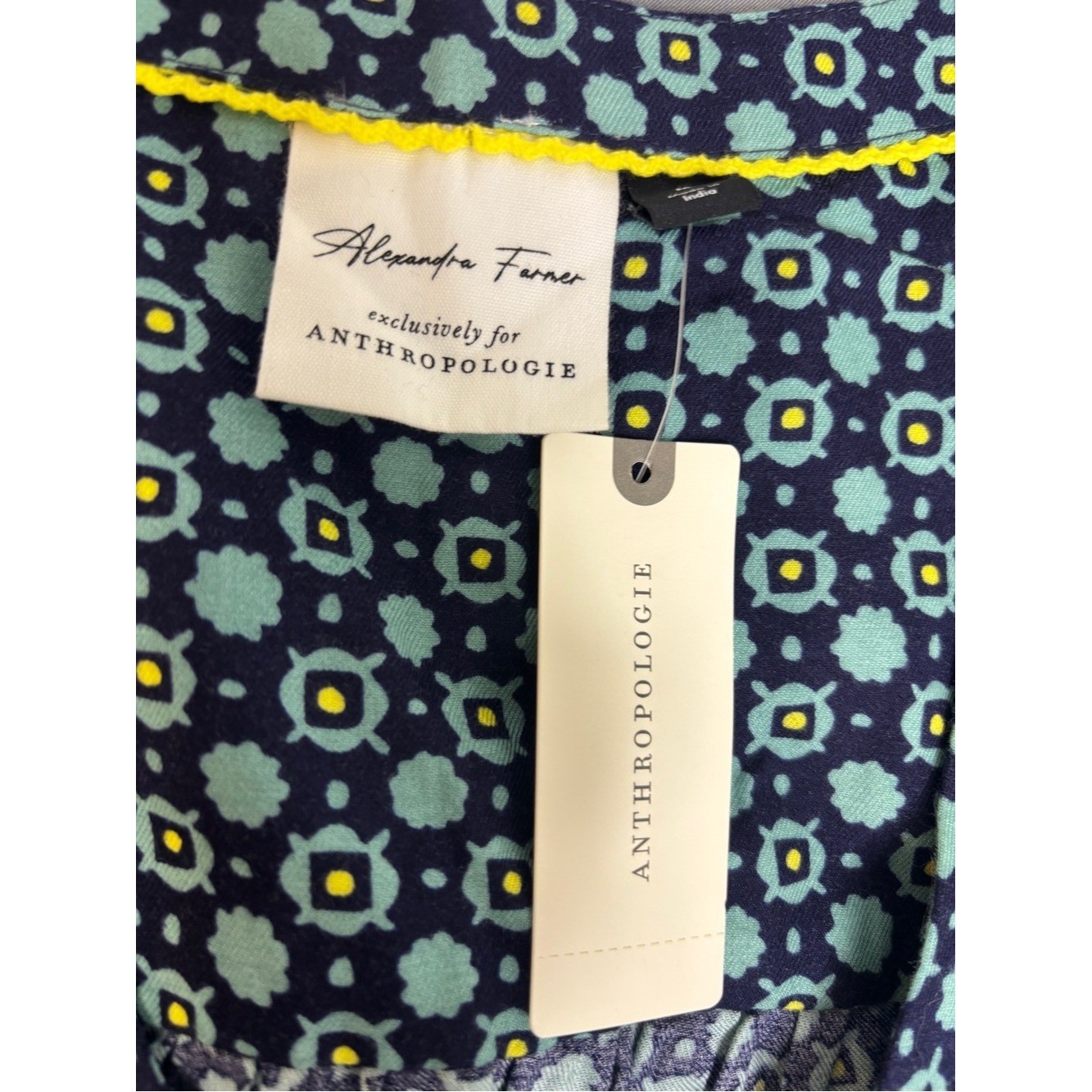Anthropologie Alexandra Farmer Jumpsuit M NWT Blue Floral Boho Retro $120
