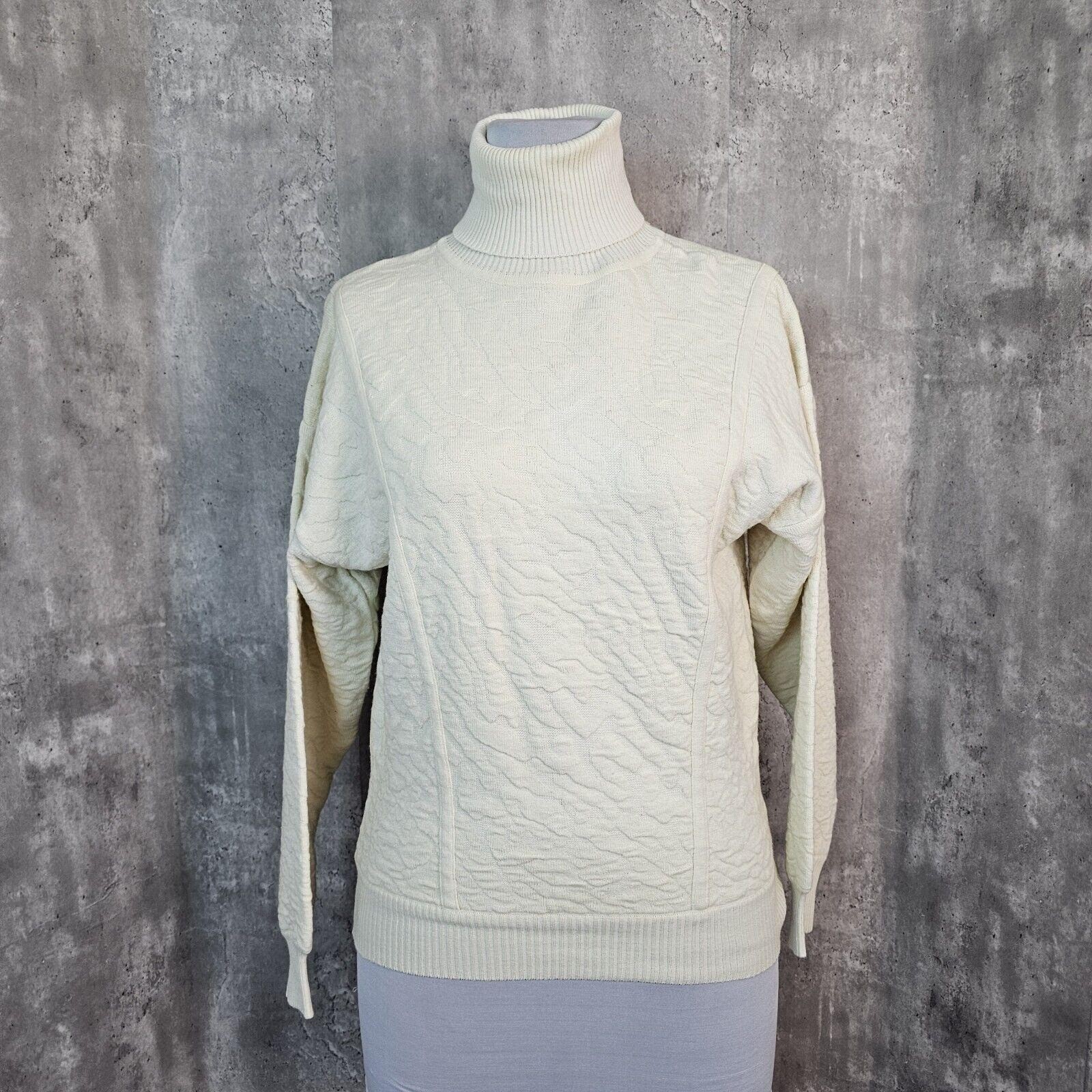 Vintage 80s Tyrolia by Head Cream Textured Turtleneck Ski Sweater Hong Kong M