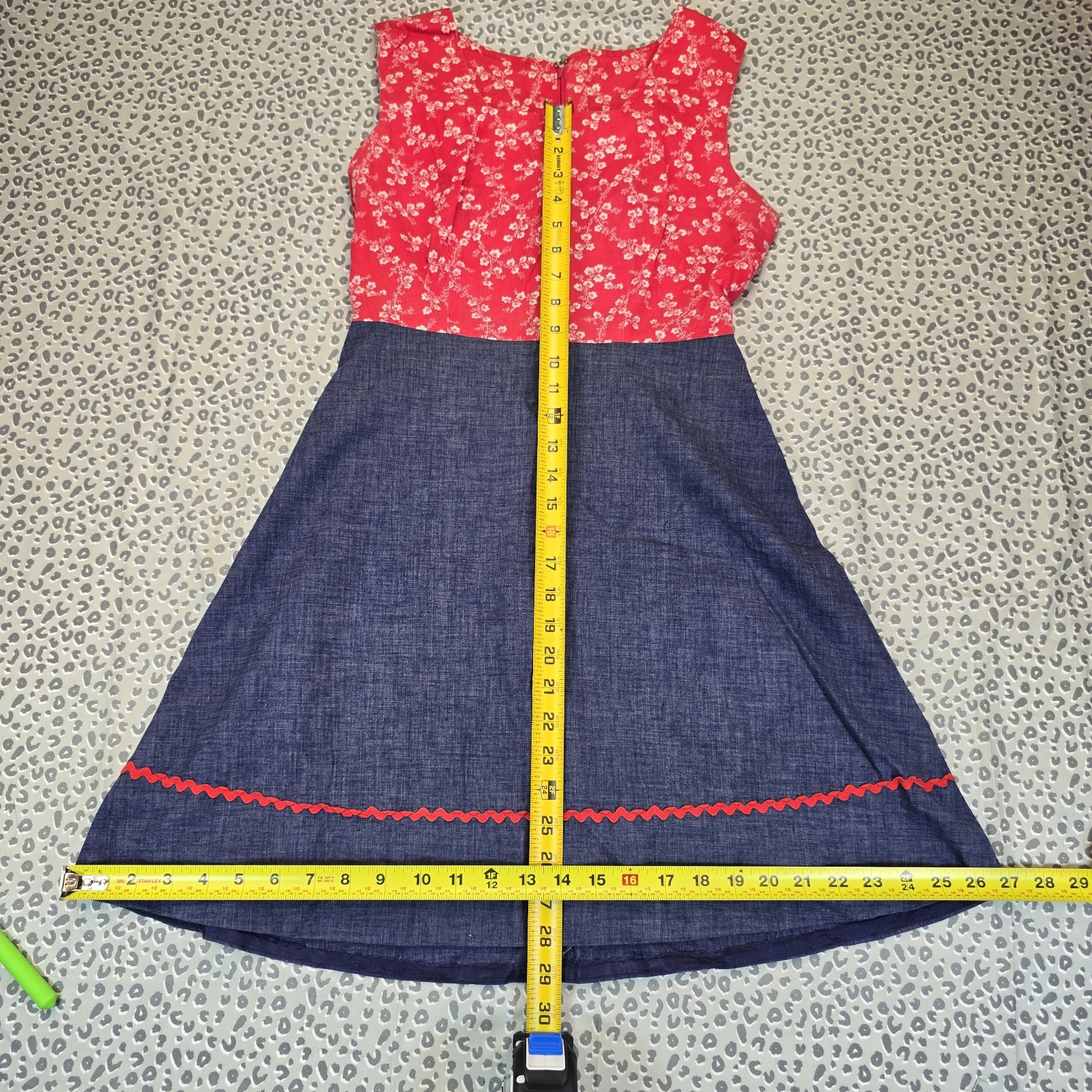 VTG 60s Carole King Junior Fashions Chambray 2pc Prairie Dress Bolero XS Ric‑Rac