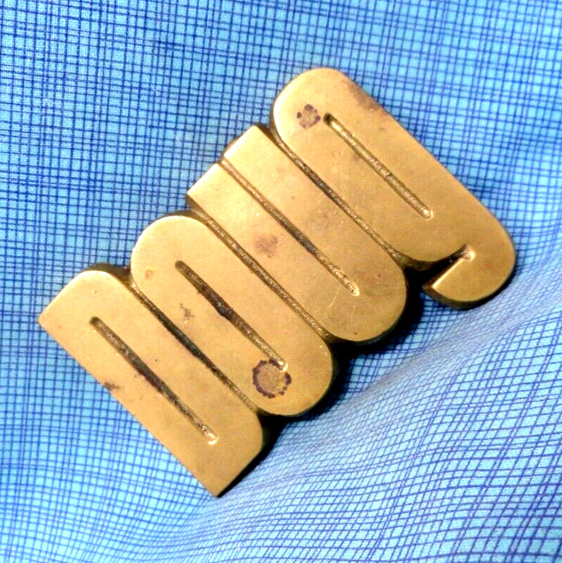 Doug Belt Buckle Iconic 70s Cut Out Solid Brass Name Vtg Baron Taiwan .NOX282