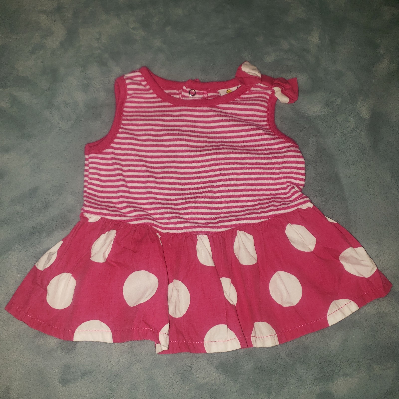 Vintage Sesame Street 90s Dress 18 Months Girls Pink White Polkadot Striped