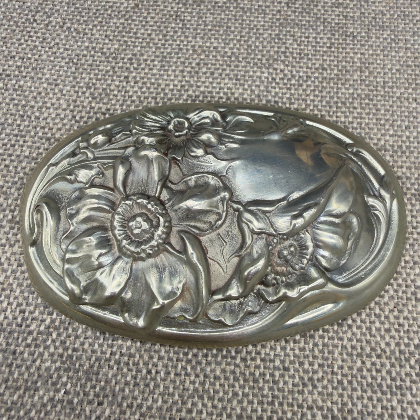 Vintage Briar Patch Belt Buckle Art Nouveau Style Silver Tone Flowers
