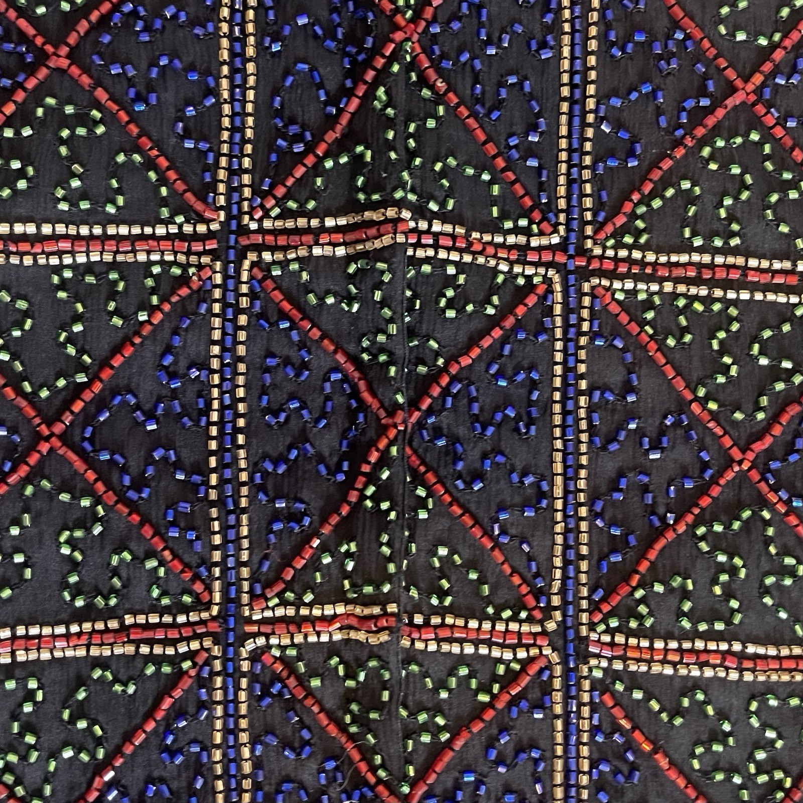 Stenay Vintage Medium Beaded Red/Blue/Yellow/Green Embroidery 100% Silk Blouse