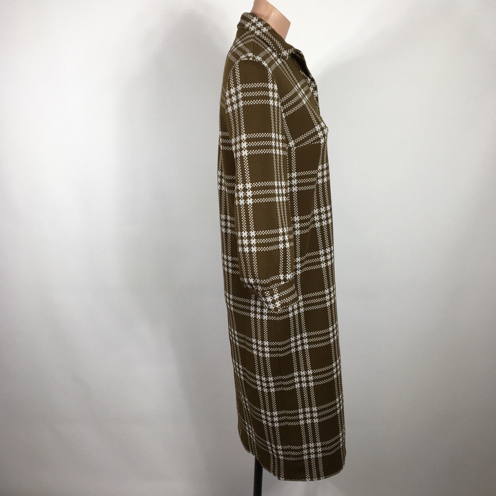Awesome 60s VTG retro mod Izod Plaid Brown Shift Shirt Dress – M/L GO GO EUC