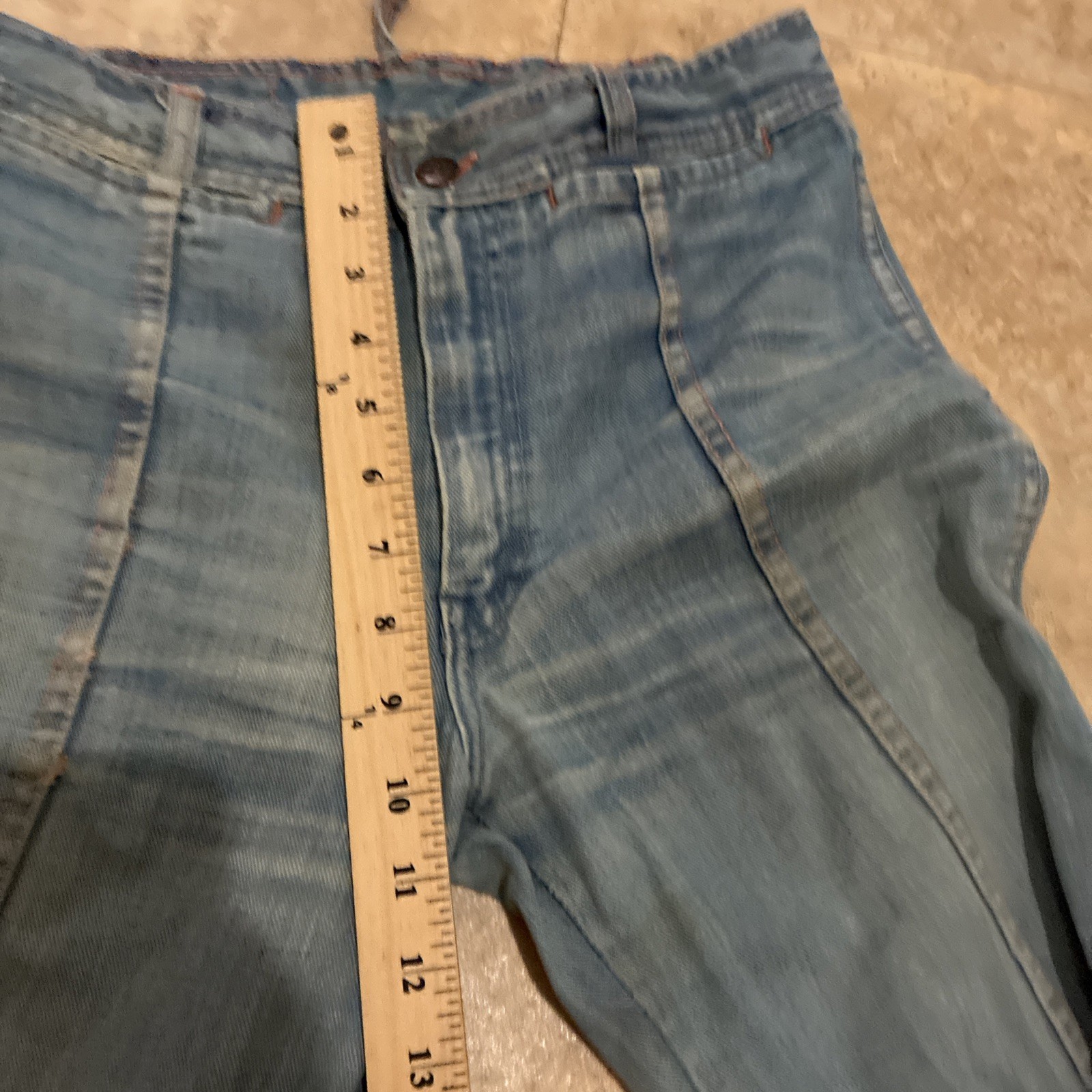 VTG 70s On Time By Prime Time Patchwork Denim Flare Leg Pants Waist 27” Tag 31