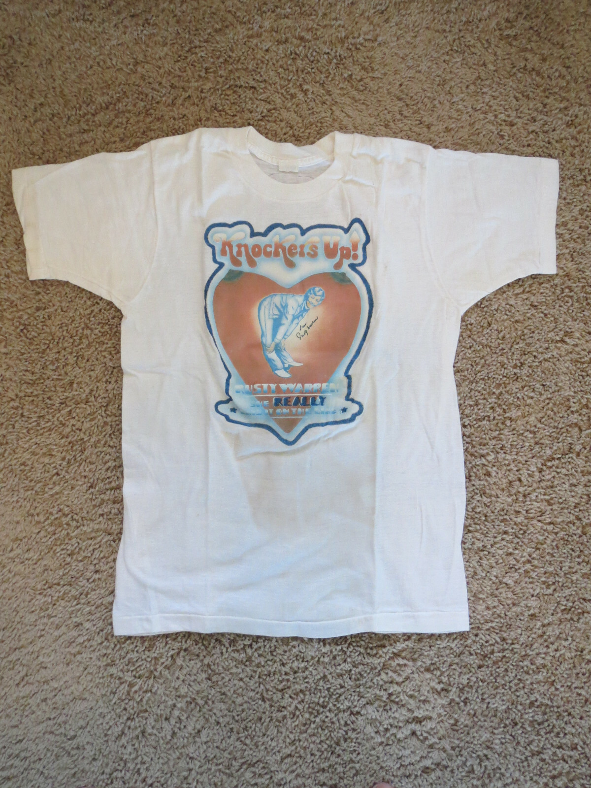 Vintage 70’s Rusty Warren Knockers Up Comedian Musician tee t shirt Medium 38-40