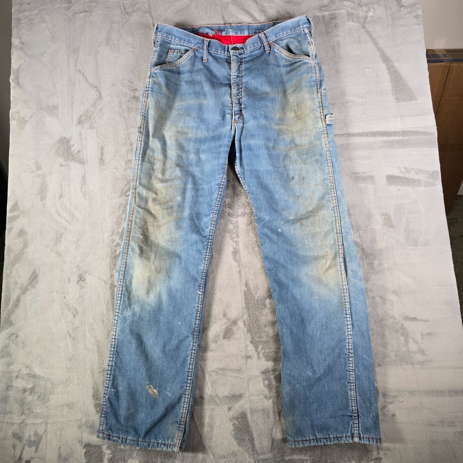 Thrashed Vintage 1970s Scovill Zipper Lined European Carpenter Jeans (36×32)
