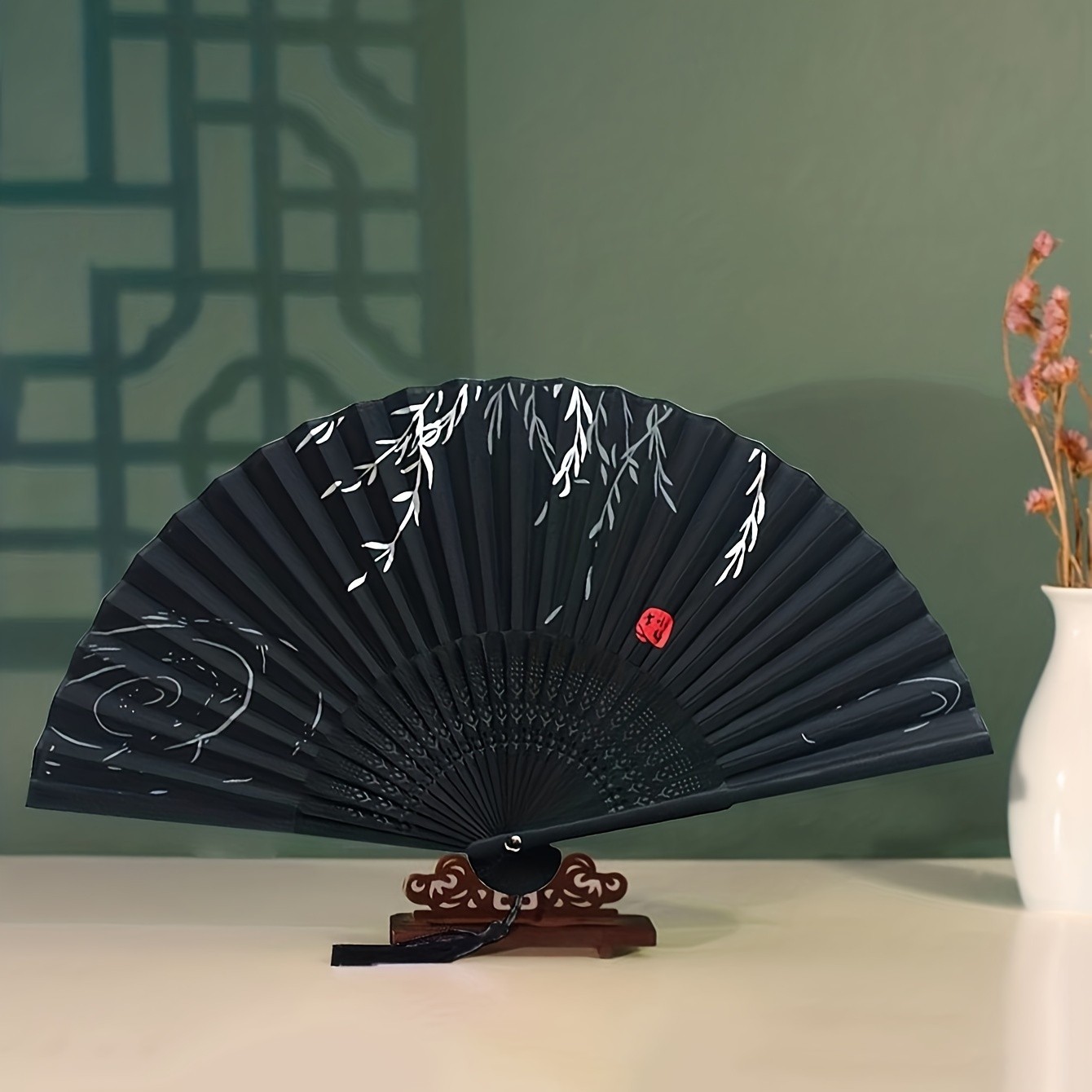 1pc-Multi-colored hand folding fan, bamboo folding fan, hand folding fan for