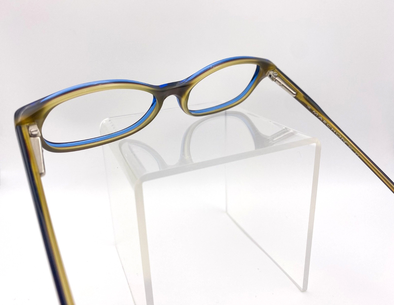 Y2K Vintage Marchon Two-Tone Oval Eyeglass Frames Blue Green 2000s