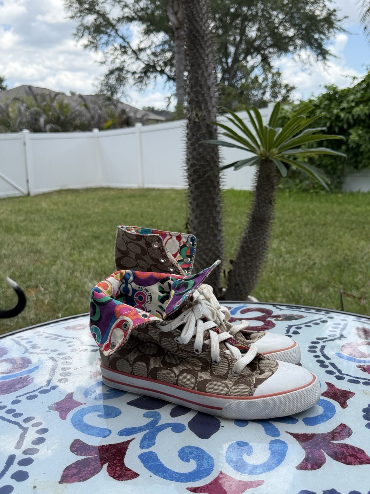 Vintage Coach Bonney Q509 MultiColor Print Women’s Shoes Size 8