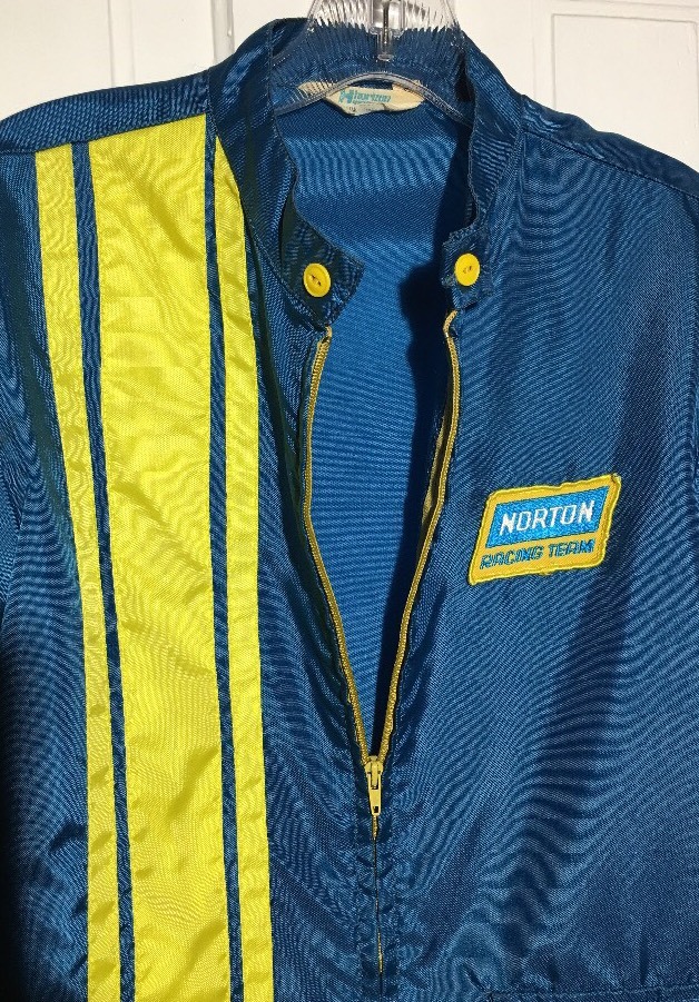 Vintage 60s NORTON Racing Team Nylon Jacket Patch/Stripes Cafe Racer MOTO Sz S