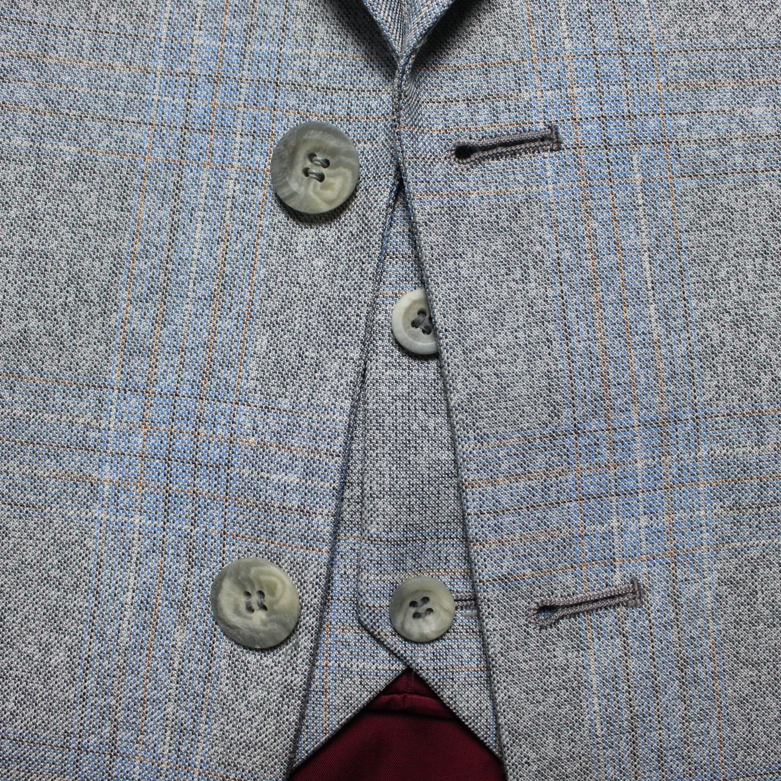 Near Mint Vintage 1970s Light Blue Plaid 3-Piece Suit w/ Vest from Greene’s 37L