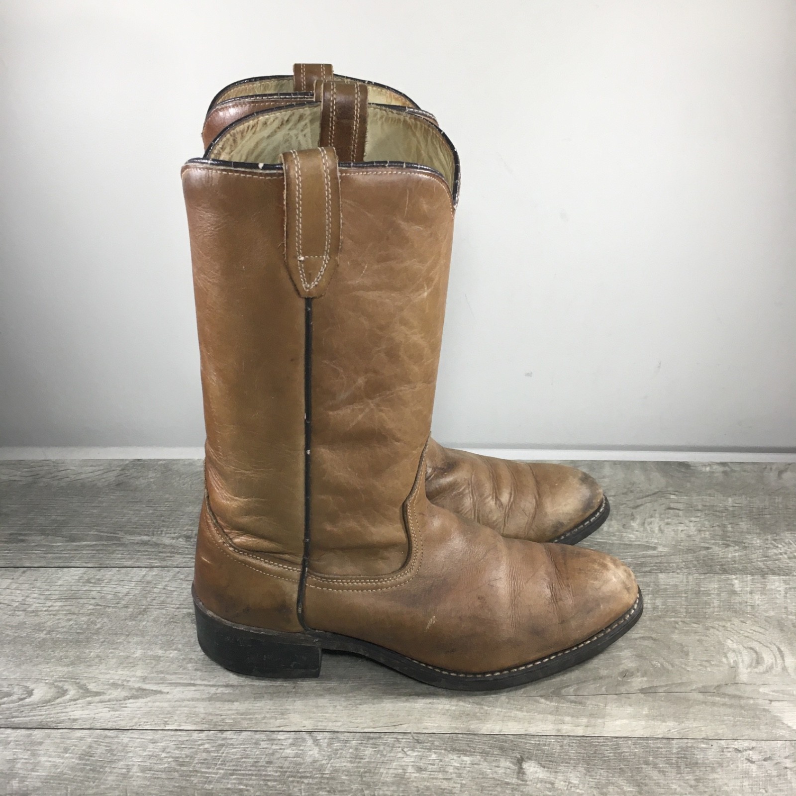Acme Cowboy Western Leather Biker Motorcycle Trucker Boss Men’s Boots 9 Vintage