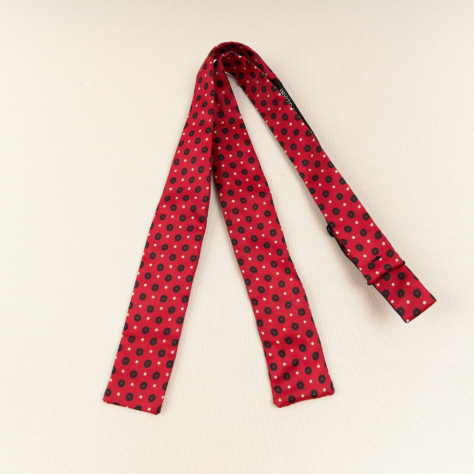 Vintage Silk Bow Tie Red Geometric Batwing Square End Self Tie Invizo USA