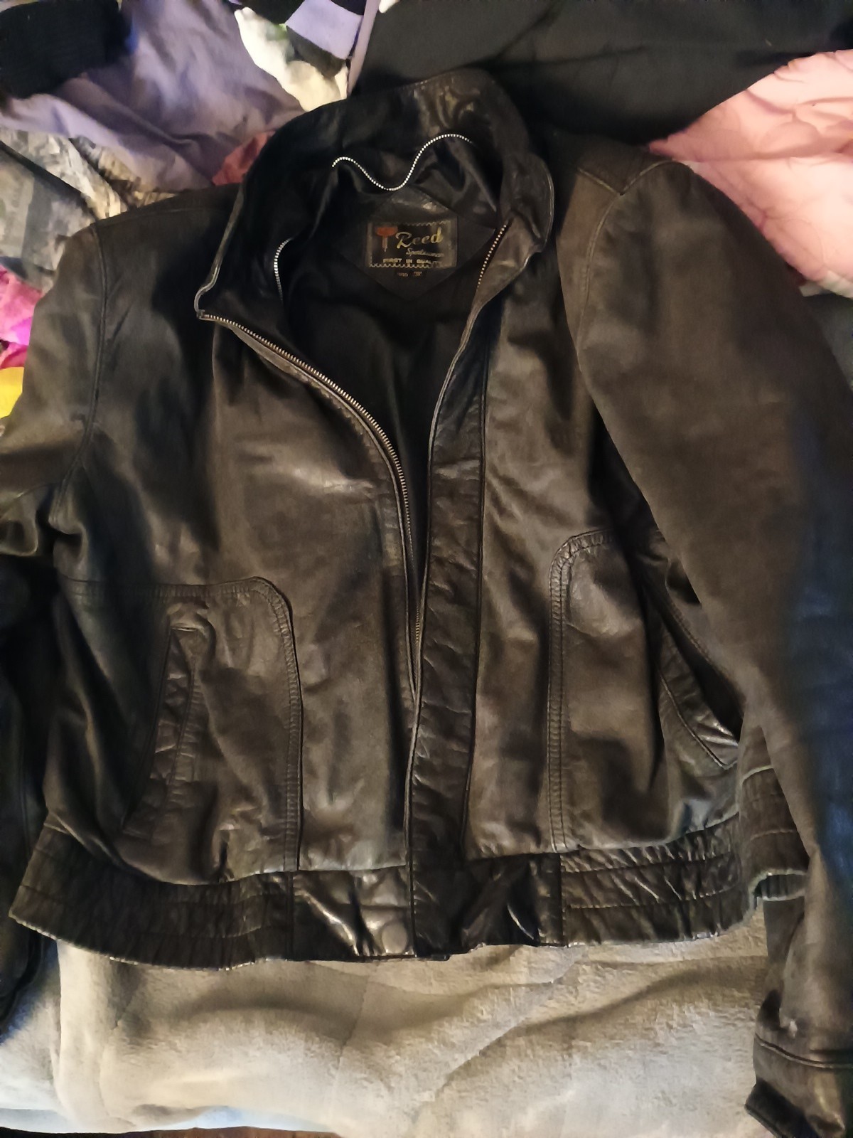 Vintage 70s Reed Sportswear Men’s S/M Brown Leather Jacket Zip Front