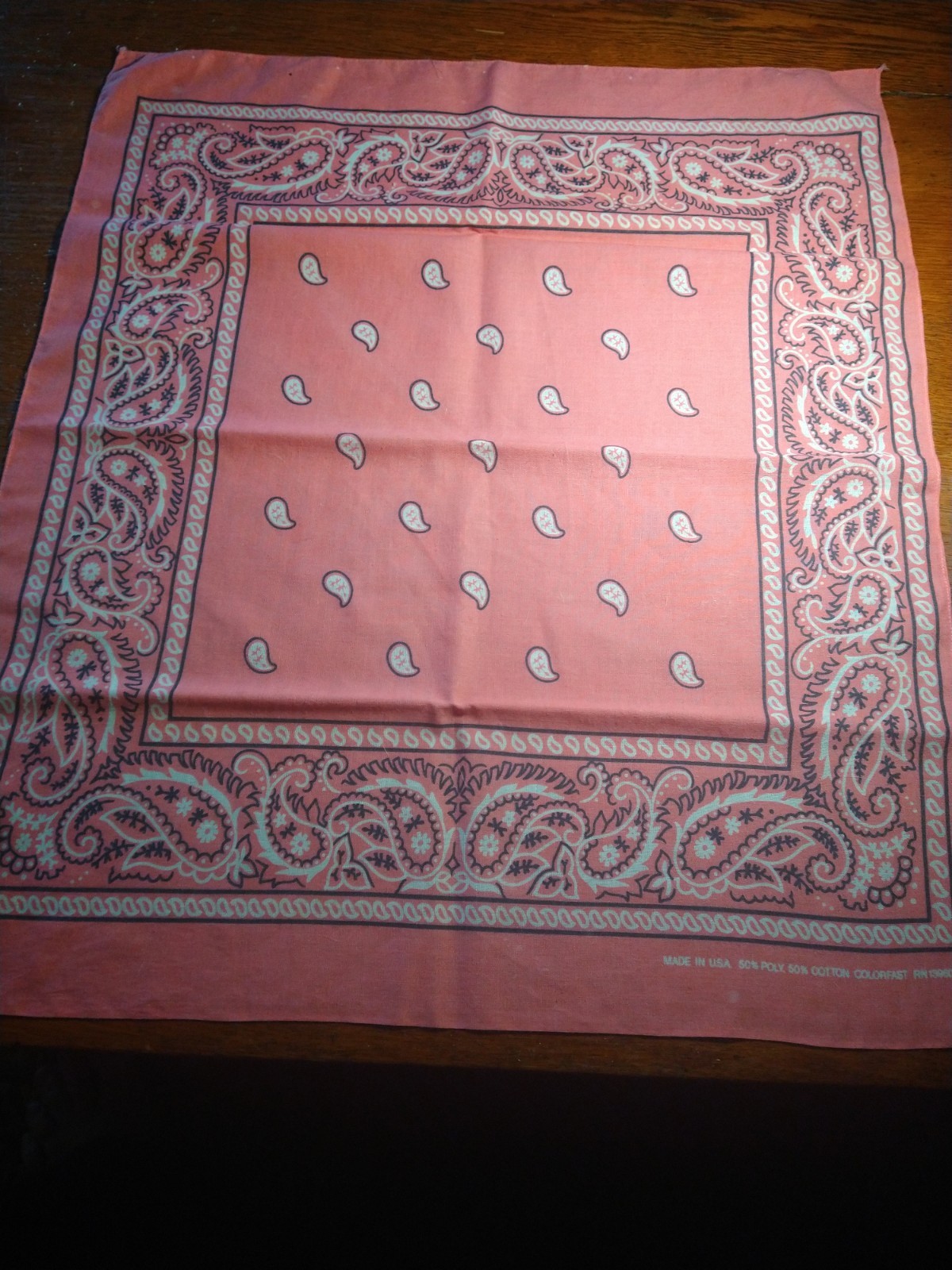VINTAGE* Pasley Print ” Pink/Salmon” Bandana. 1970’s