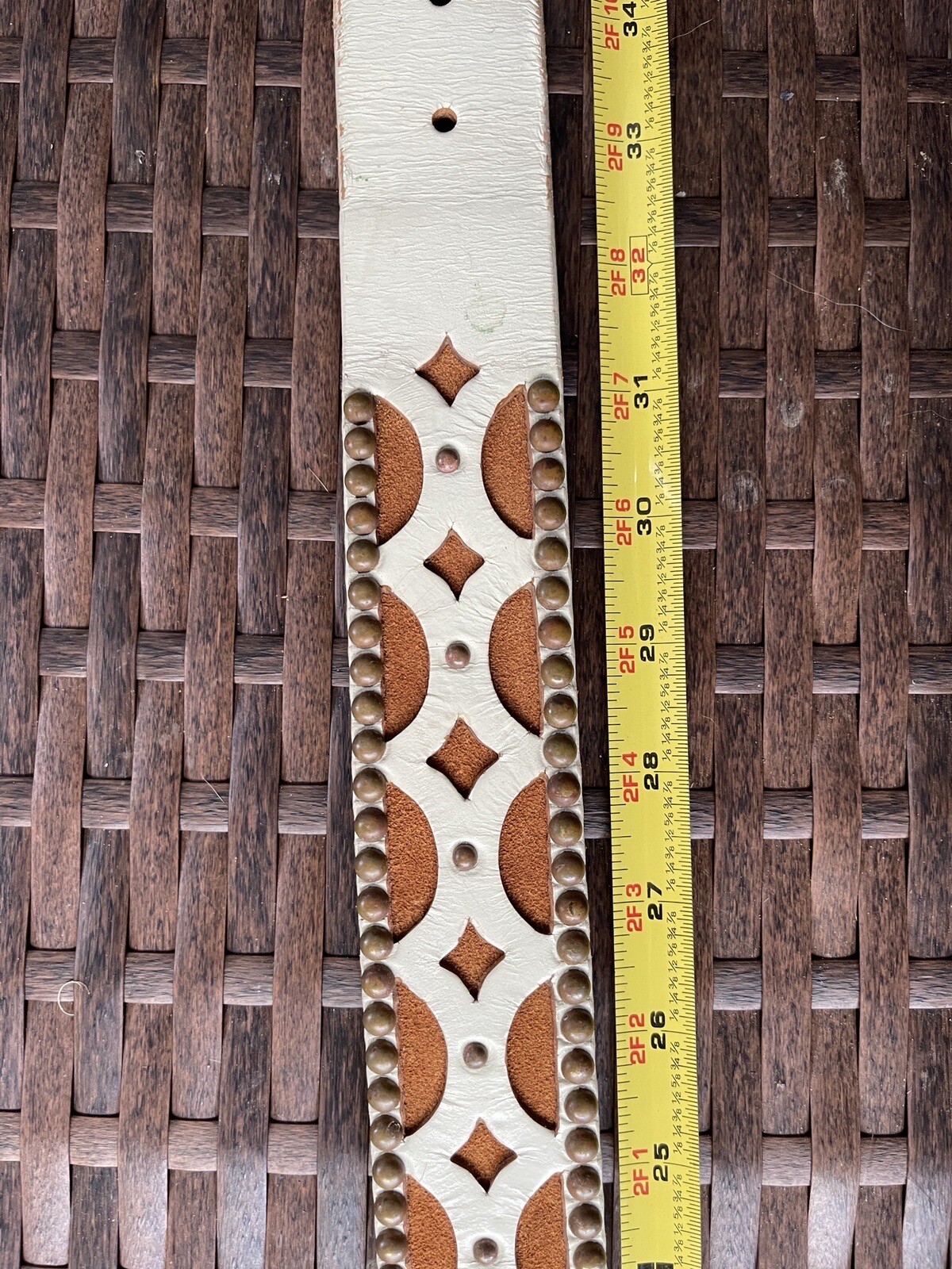 S M Upcycled Leather And Suede Belt Cream Brown By Nyovee 32