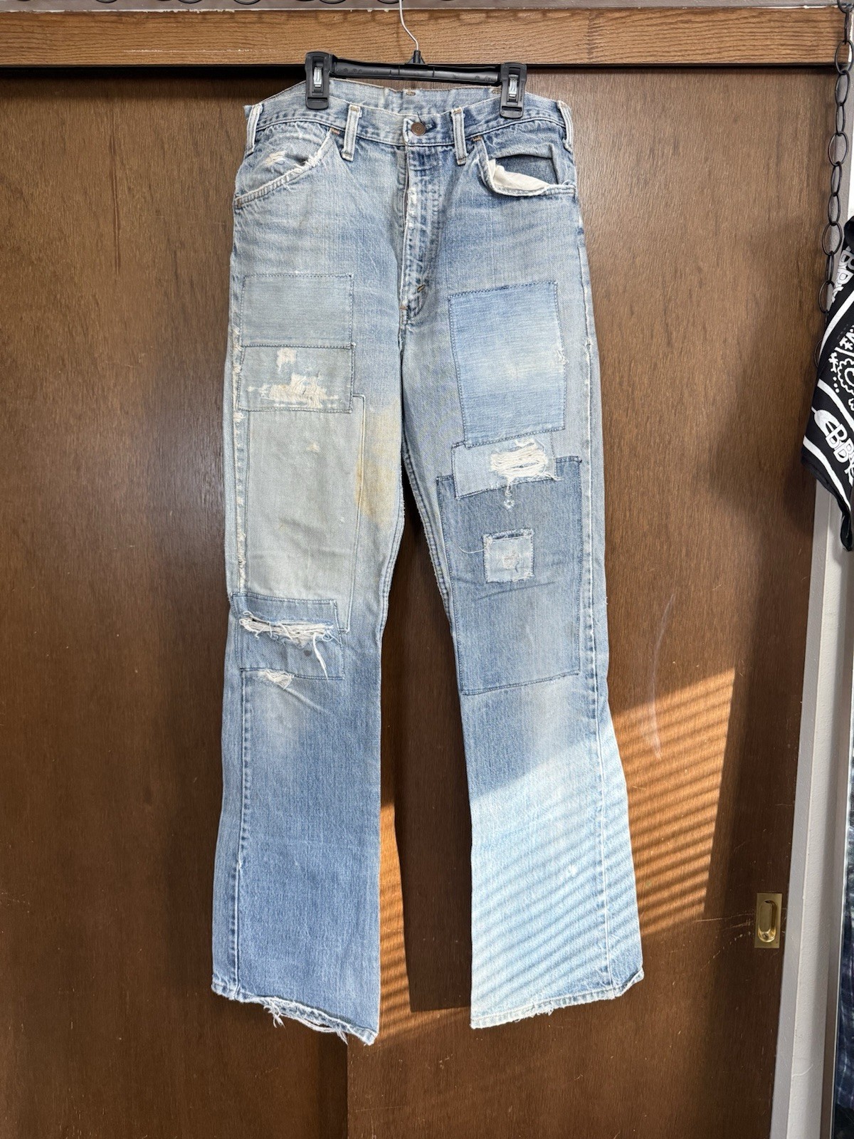 Vintage 70s JC Penny patchwork flare jeans. True vintage