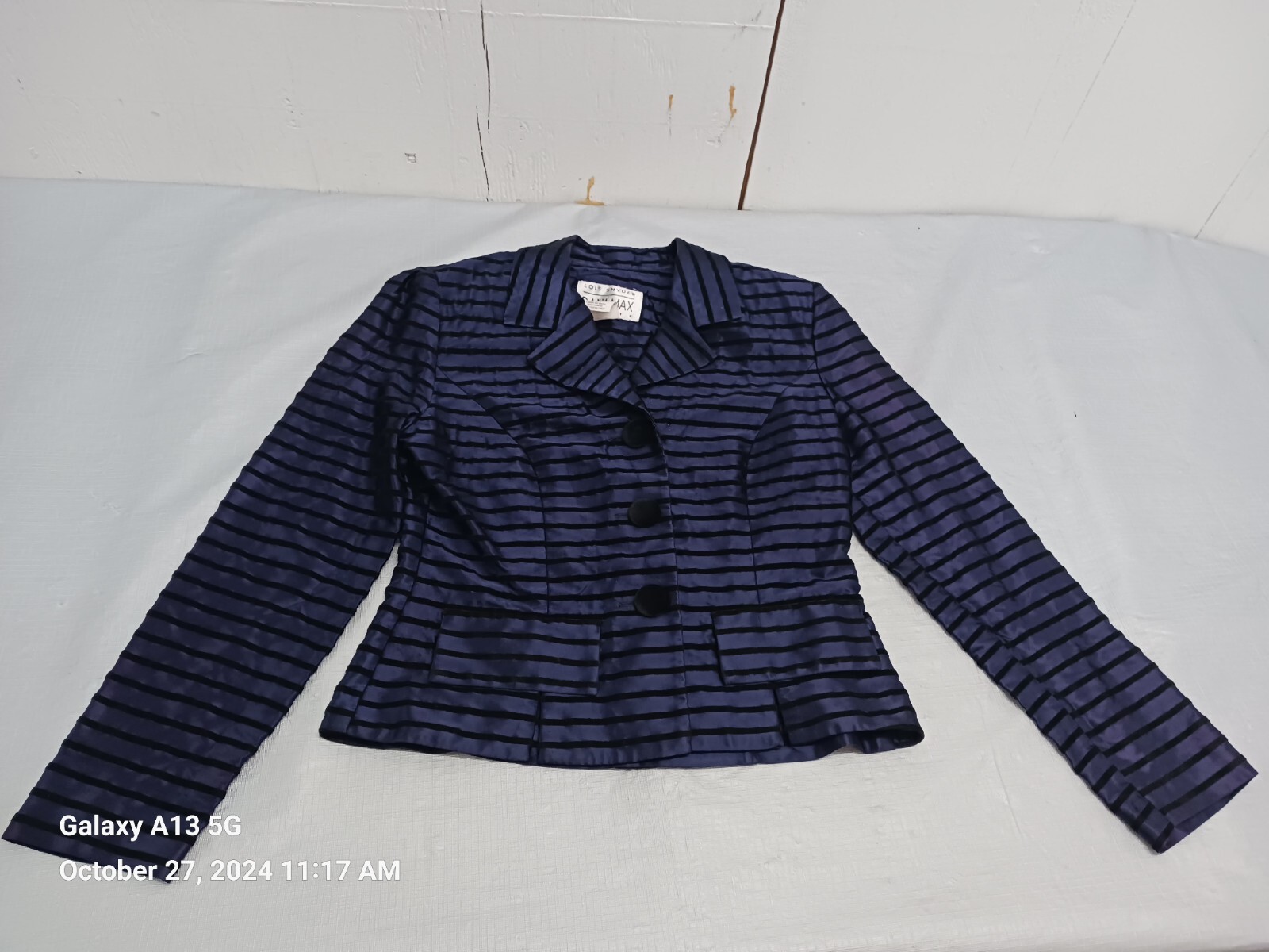 Rare Lois Snyder Dani Max Blue Zibera Stripped Blazer made USA Size 6