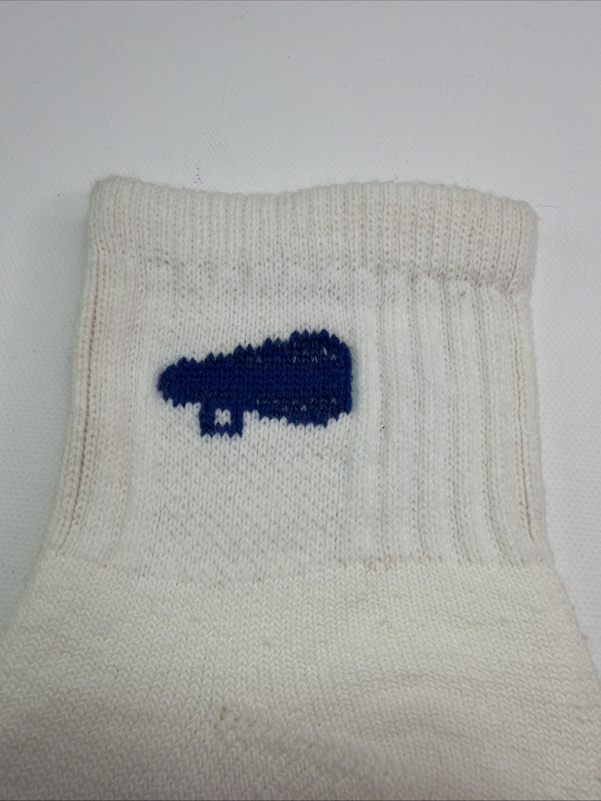 VTG Socks 9-11 1/4 Length White Blue Cheerleading Sports Acrylic 80s 90s.