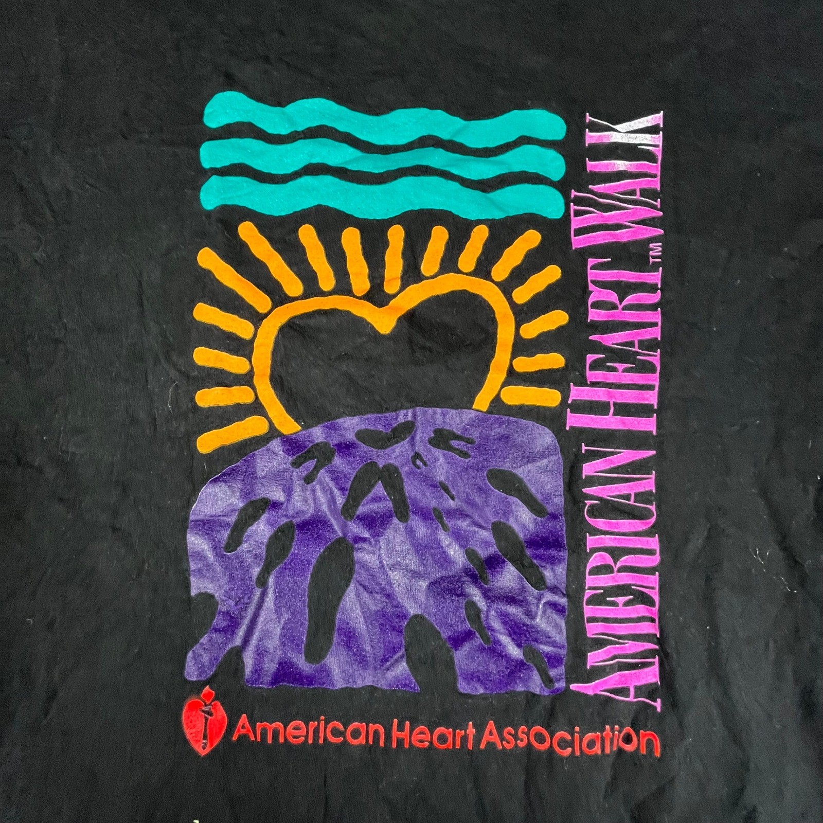 Hanes T-Shirt Mens Size XL Black American Heart Association Graphic Cotton Fair