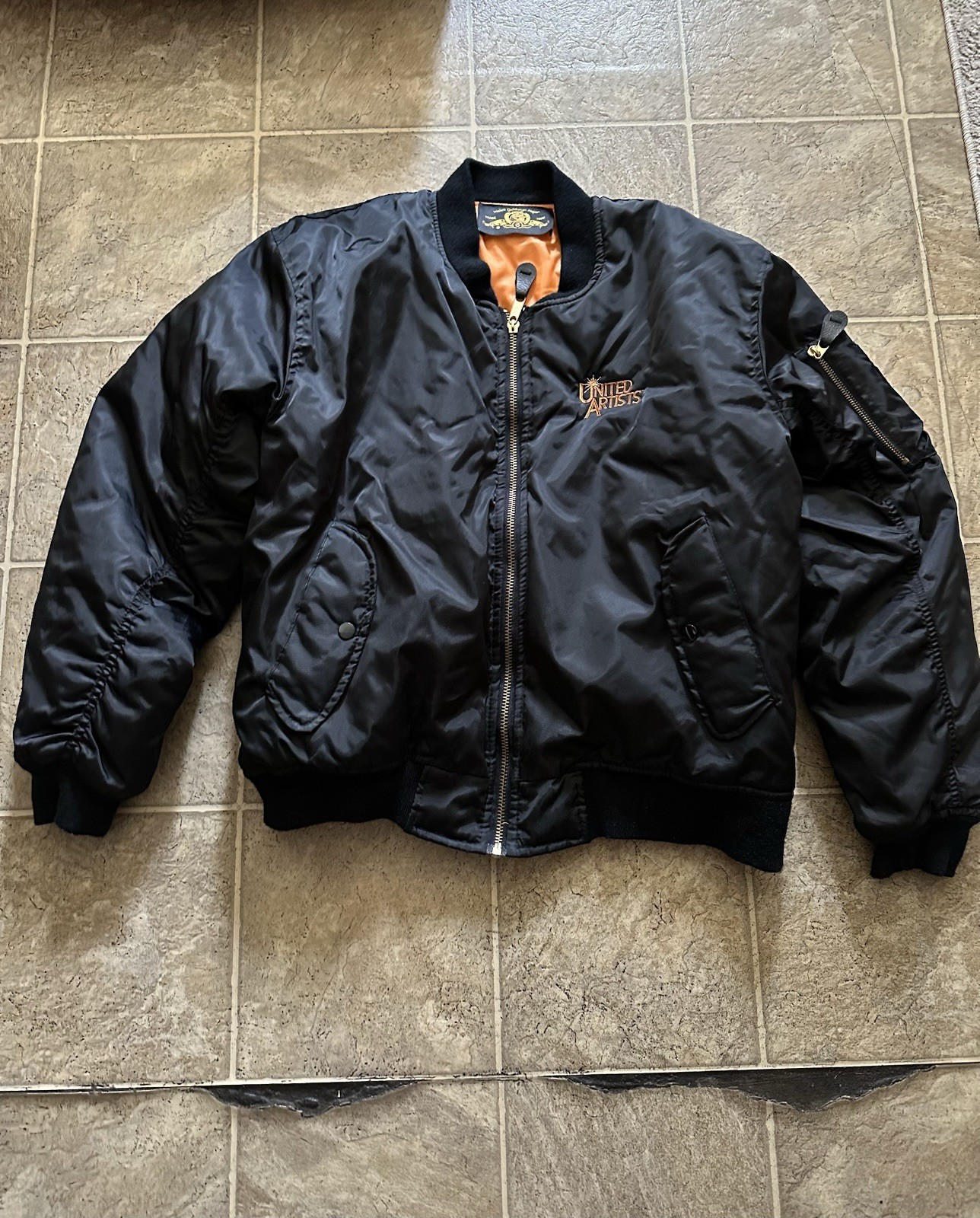 Vintage James Bond 007 Movie Promo Nylon Bomber Jacket Black Sz M 90s MGM Rare