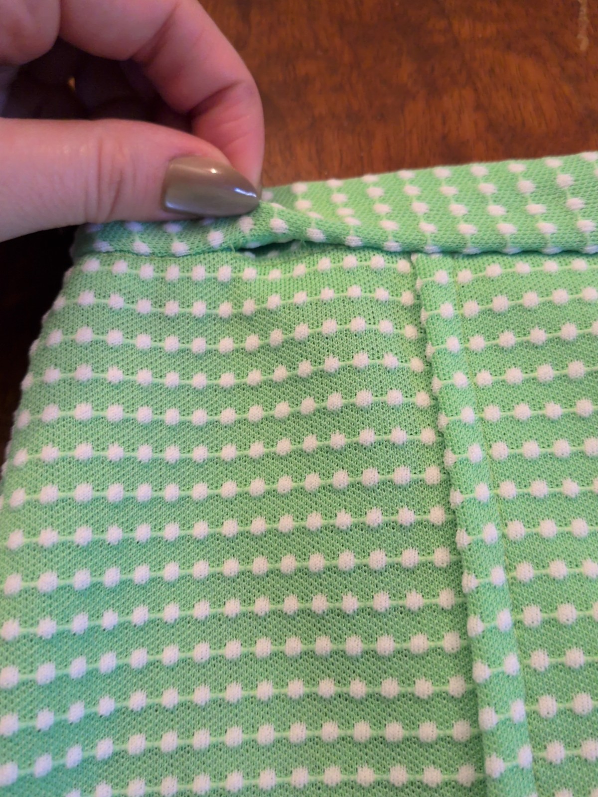Vintage 1960s Pleated Bright Green Dot High Waisted Skirt