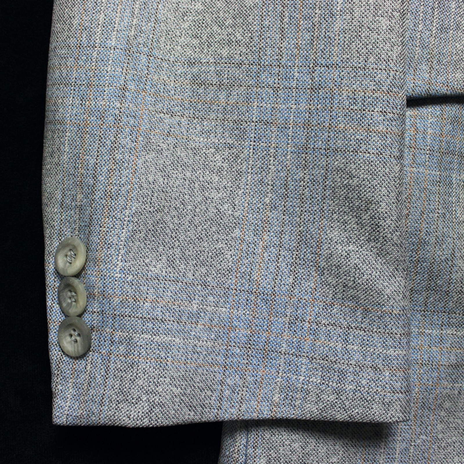 Near Mint Vintage 1970s Light Blue Plaid 3-Piece Suit w/ Vest from Greene’s 37L
