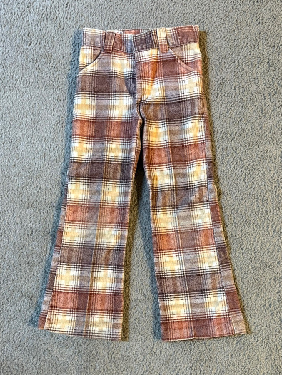 VTG 70s BIlly the Kid Toddler Plaid Flared Leg Corduroy Pants – Size 7 / 21 In