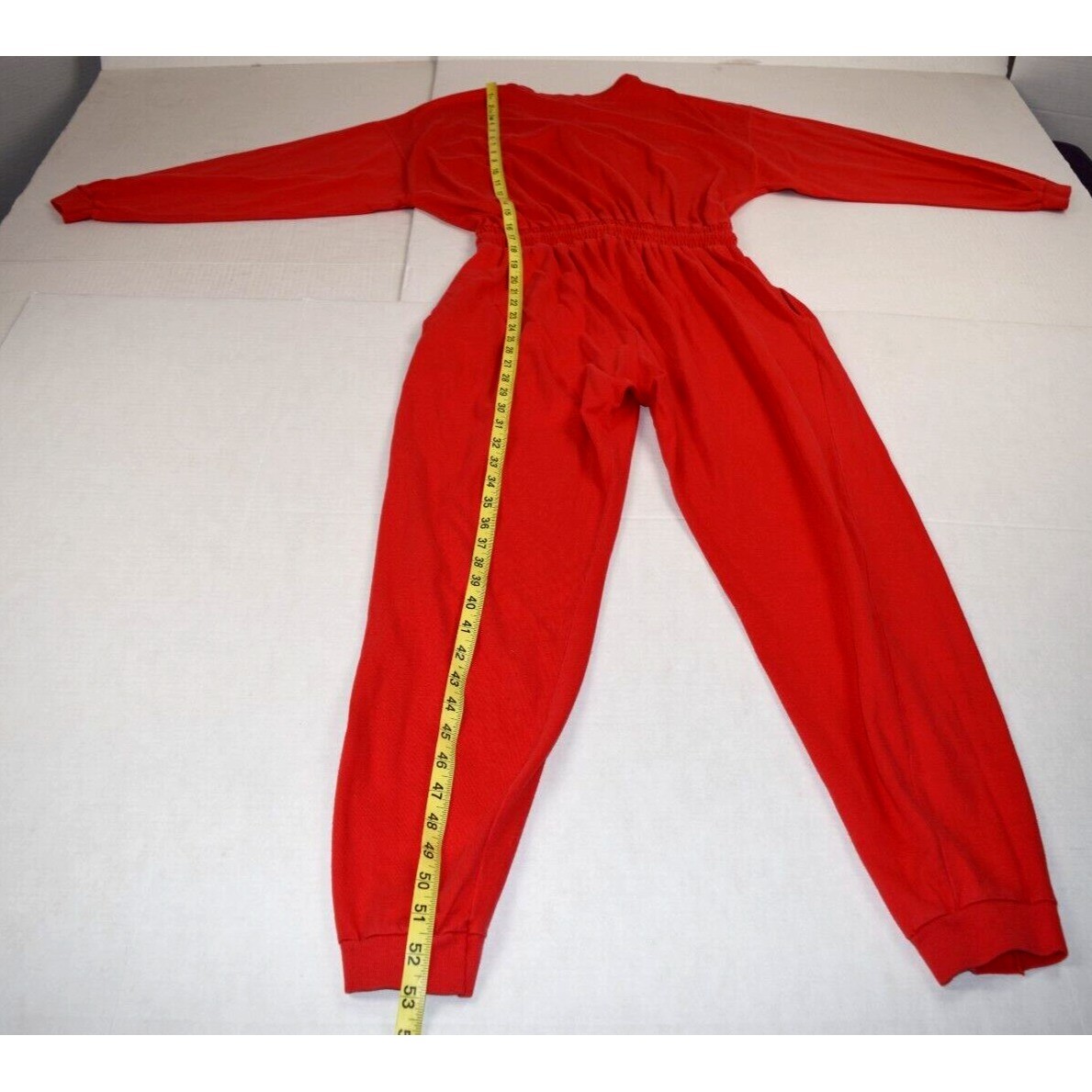 Vintage Jumpsuit Oakbrook Size S/M 80s Cherry Red Cotton Snug Fit Made USA