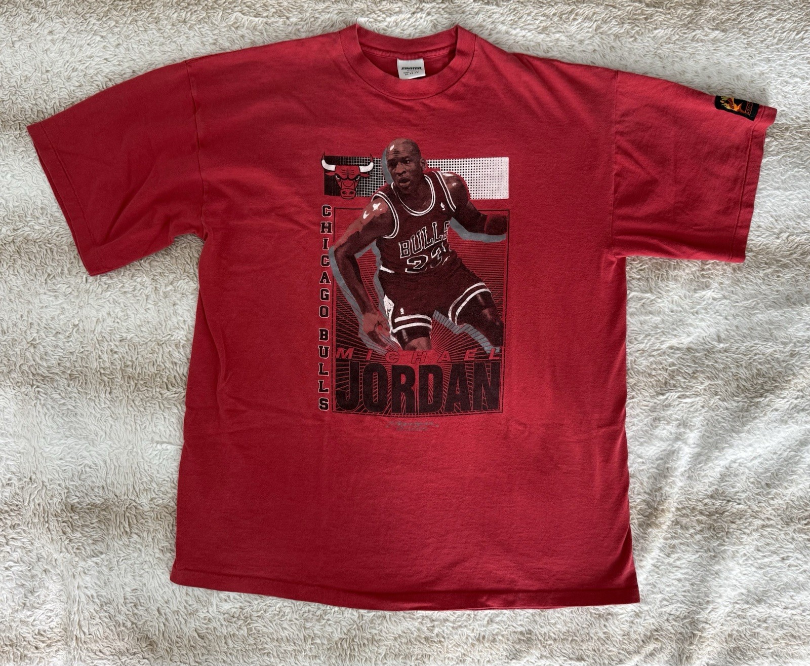 Vintage 1991 Michael Jordan Chicago Bulls Starter T-Shirt Red Mens Large USA
