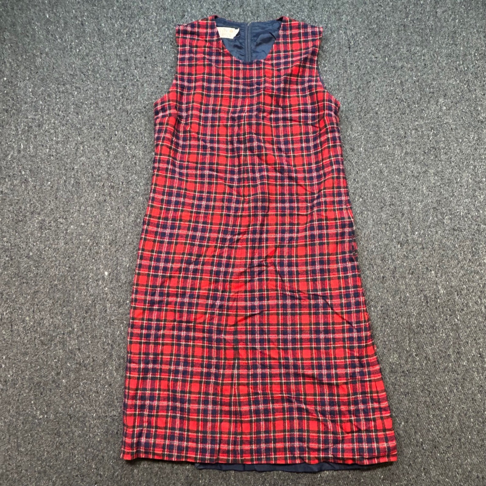 Pendleton Dress Sz 12 Womens Red Plaid Wool Shift Vintage Academia Distressed