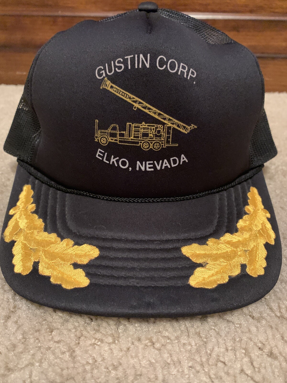 Gustin Corp Elko Nevada Snapback Trucker Hat Mesh Golden Leaves