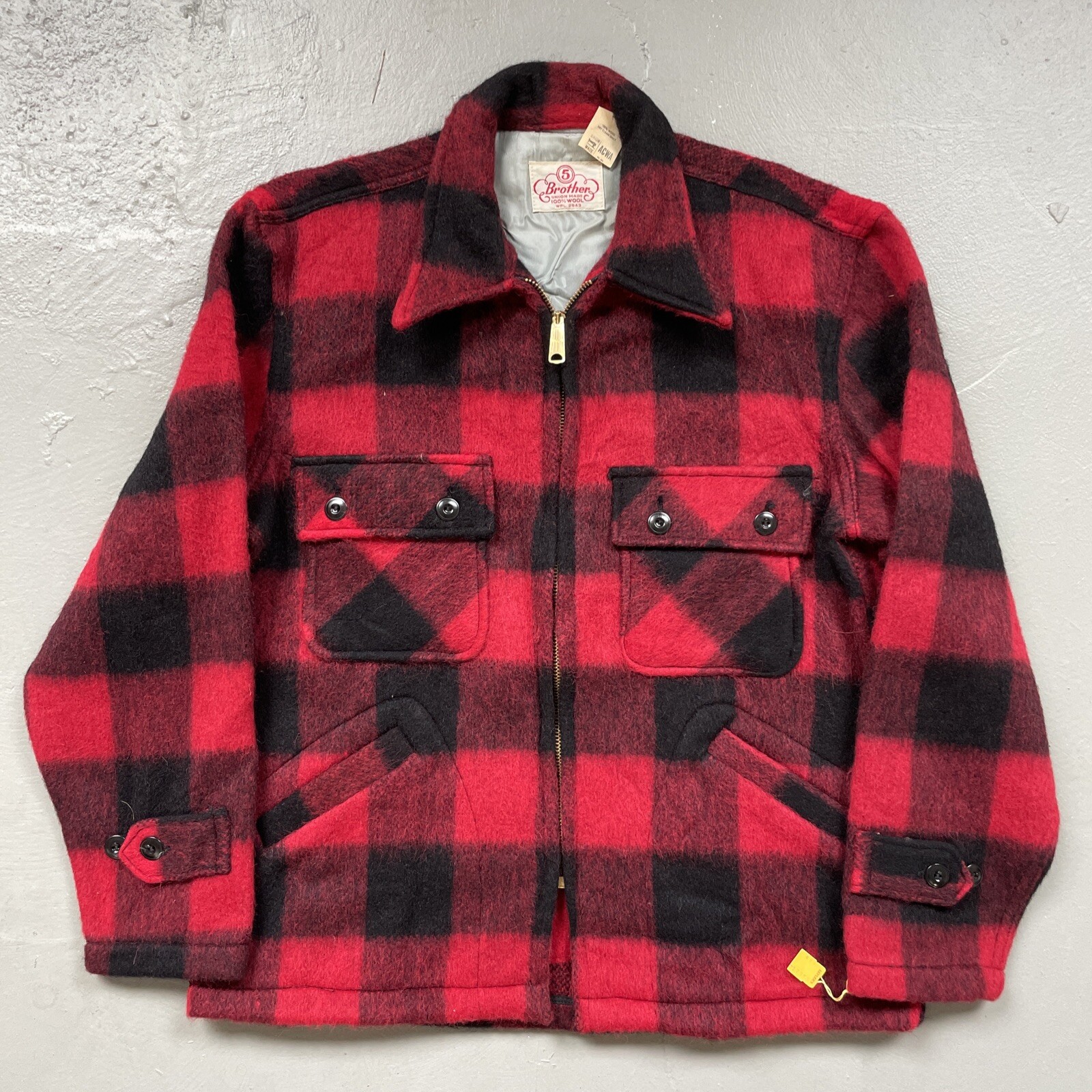 Vintage NOS 1960s-1970s Five 5 Brother Wool Workwear Jacket Union Made NWT M