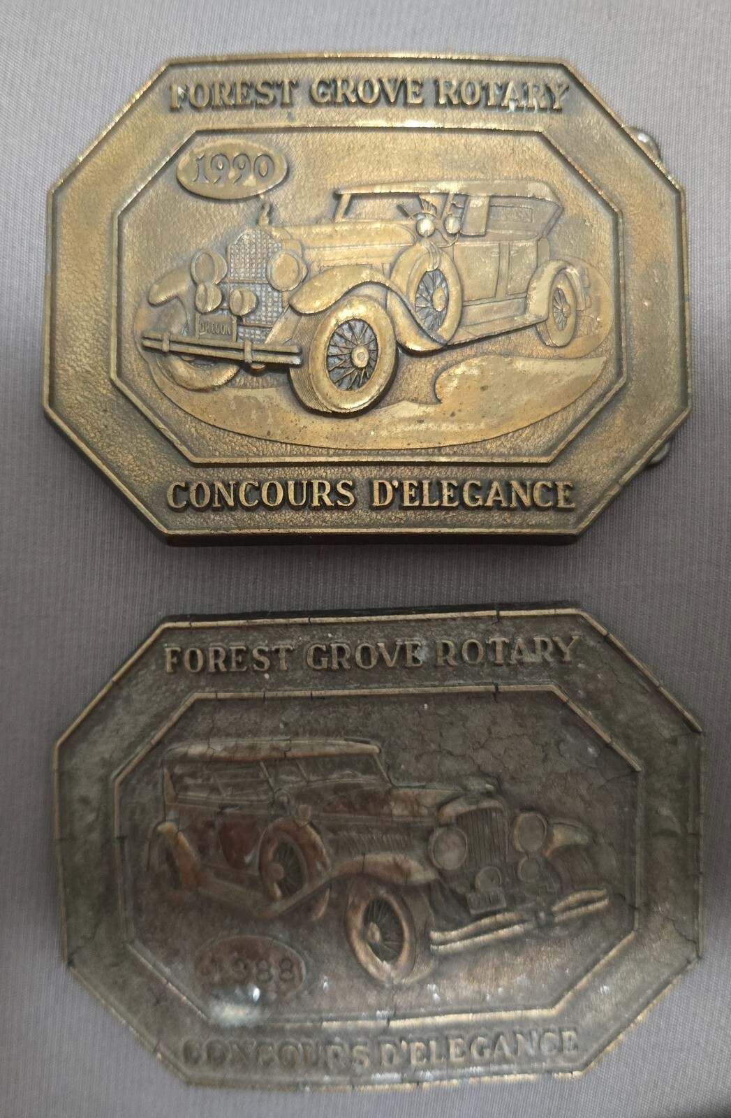 Vintage Forest Groves Oregon Rotary Belt Buckles Concours D’elegance (1 broken)