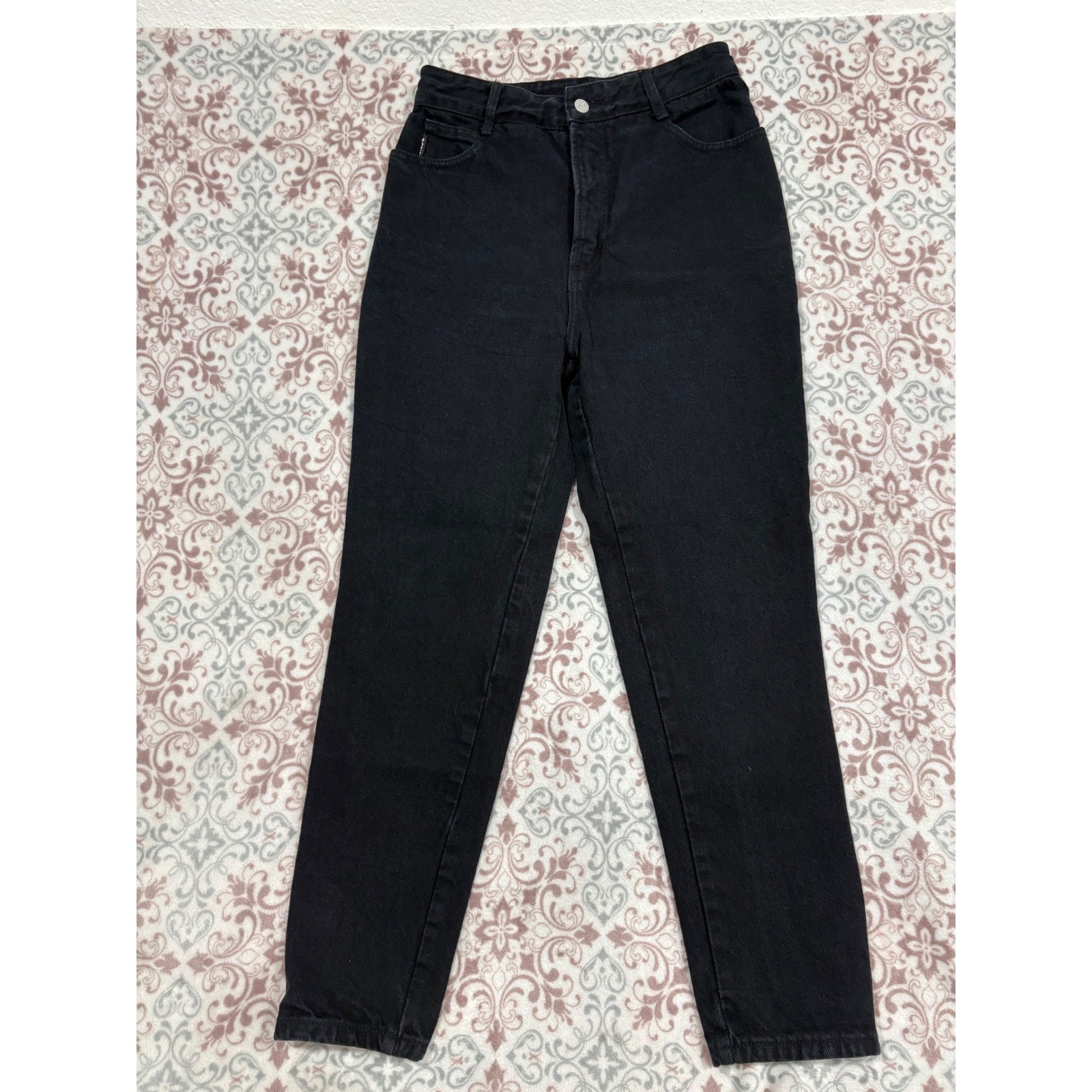 Vintage Bongo Gene Montesano Black High Waisted Ankle Zip Tapered Jeans Size 13