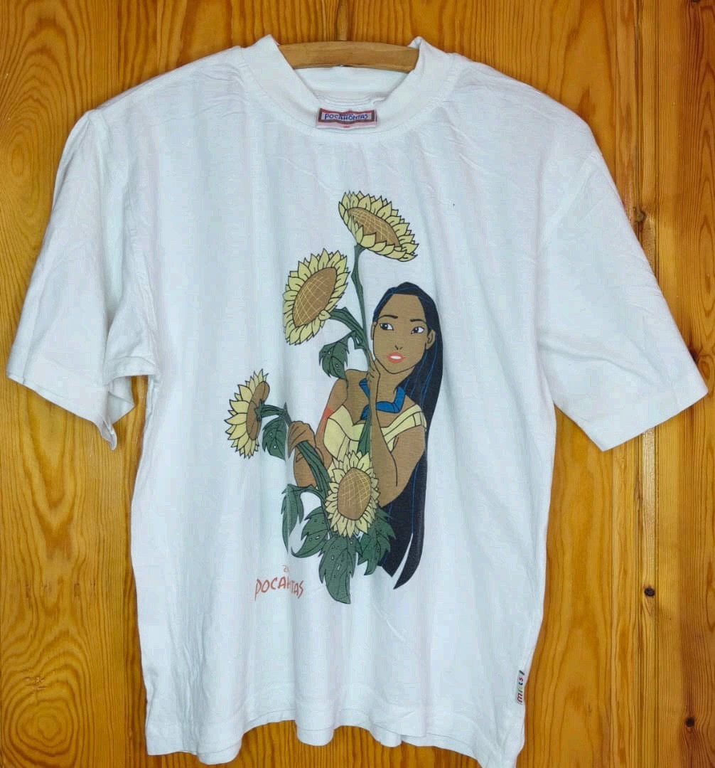 Vintage Disney Pocahontas Sunflower Graphic T Shirt Kids Size 152 Pre-owned