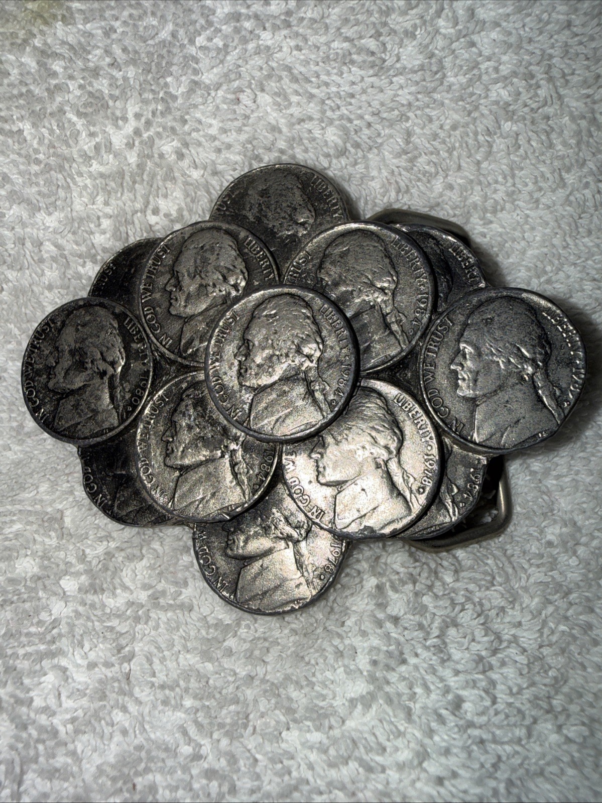 1978-1984 Jefferson Nickels Belt Buckle By Sanchez international Denver 1984