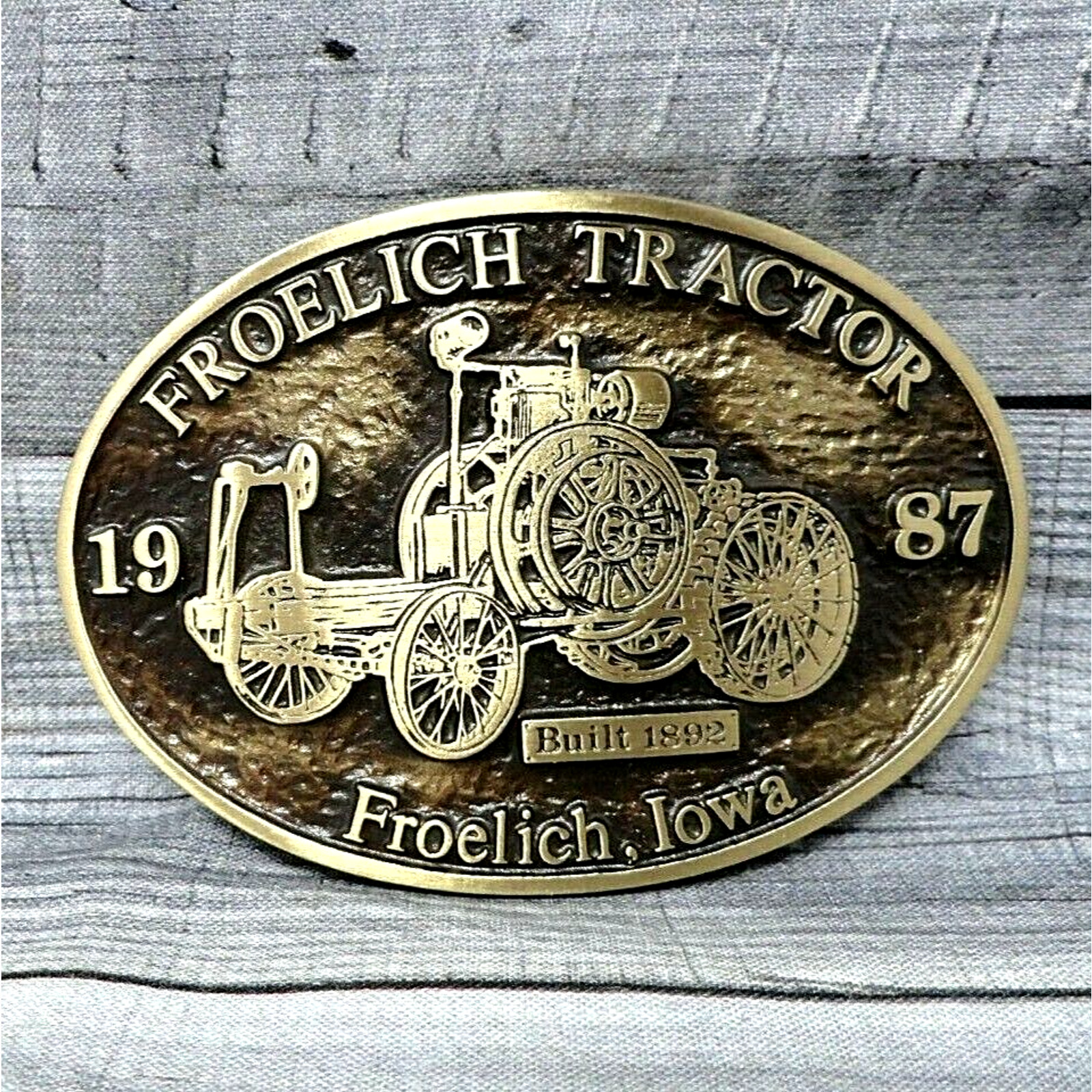Froelich Tractor Belt Buckle #LE Bronze Vintage 1987 Advanced Casting .CVB468