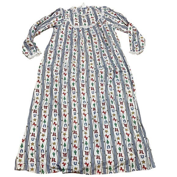 Lanz of Salzburg Women’s Medium VTG Western Cowboy Nightgown Cotton Flannel Rare