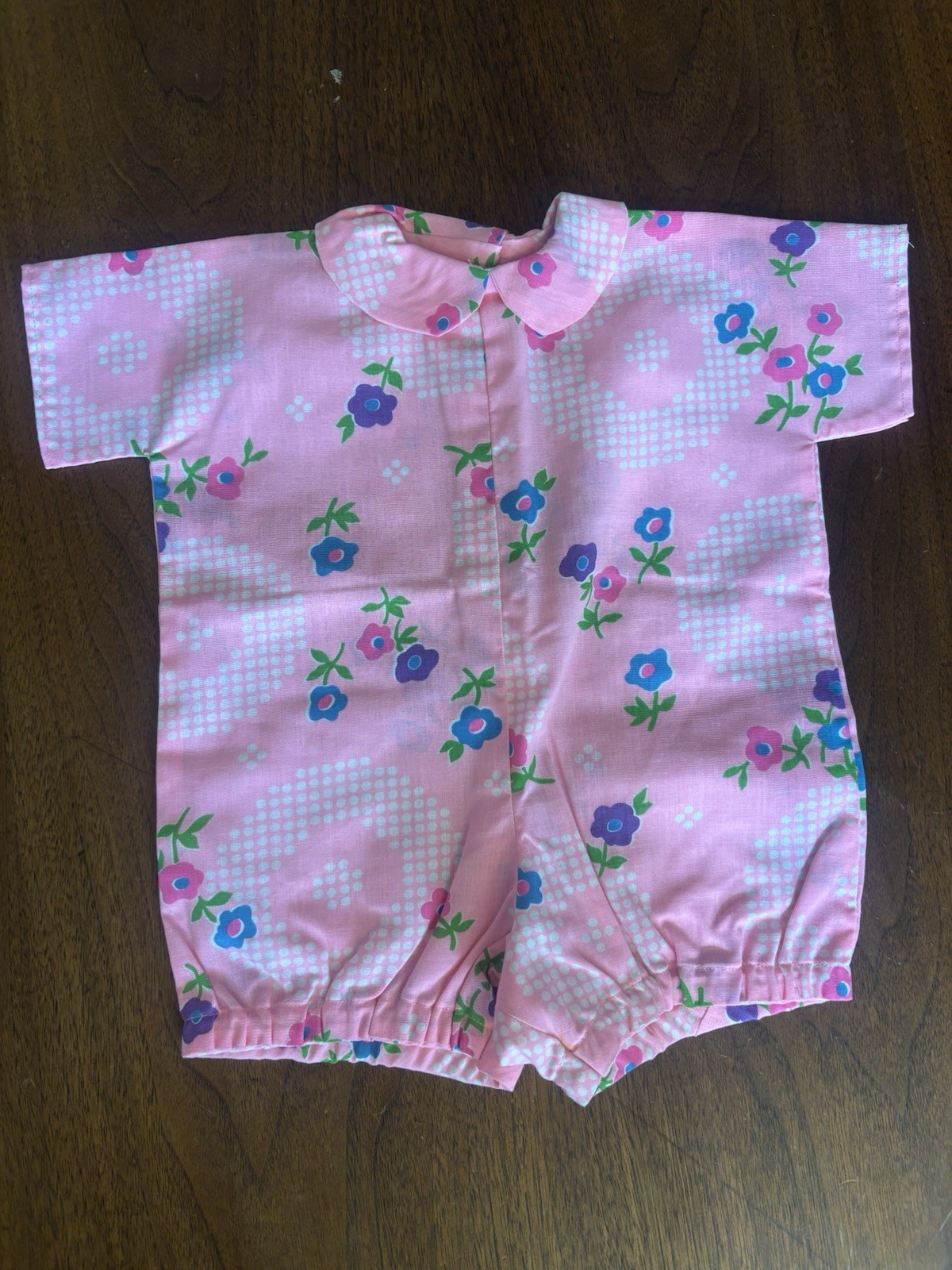 Vintage Handmade Baby Romper Pink Floral Whimsy Cottage Core