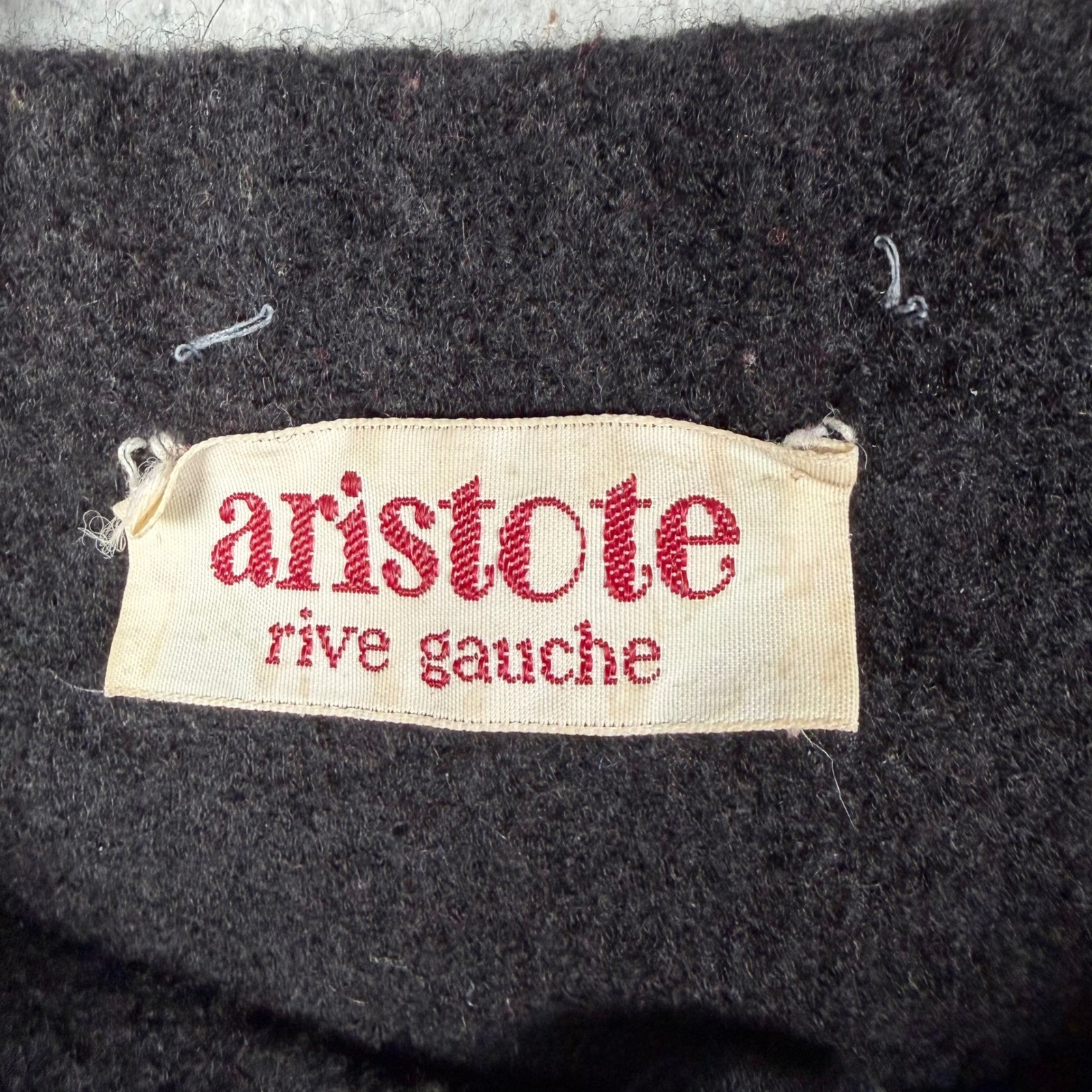 VTG Aristote Rive Gauche Black Wool Blend Velvet Sweater Italy Goth Boho Artsy L