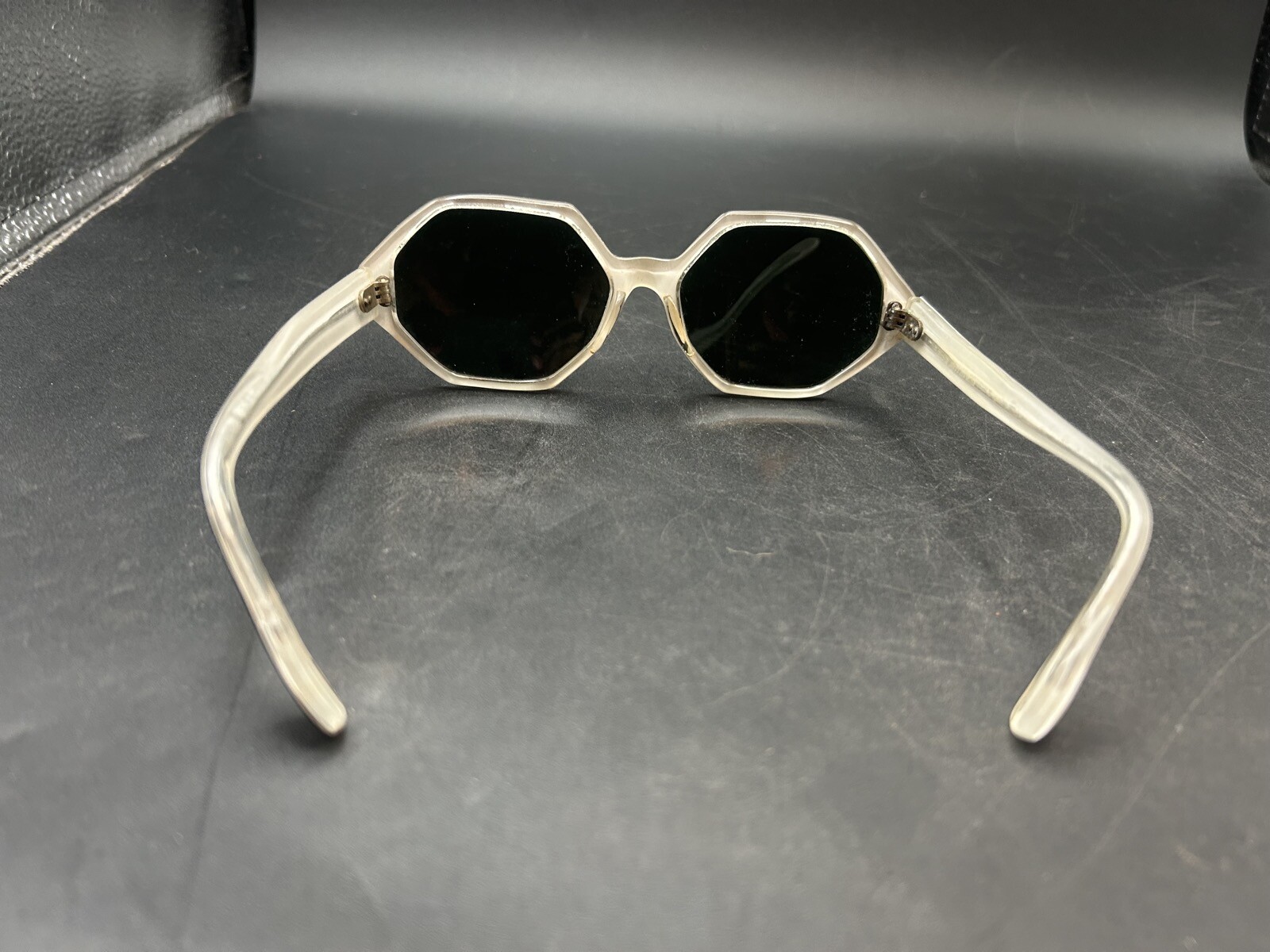 Vintage Black & White MCM Retro Ladies Sunglasses Gray Glass Lens Made France