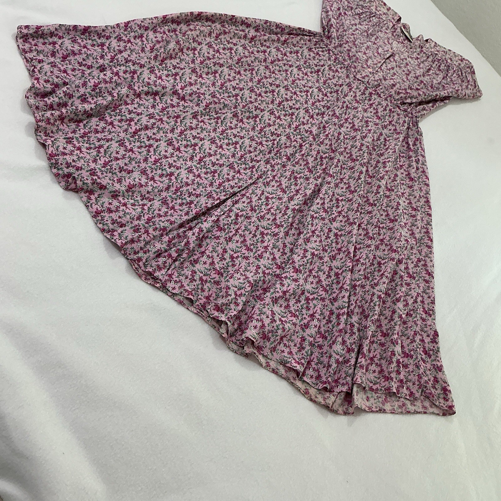 Karin Stevens Floral A-Line Dress 12 Cottagecore Vintage 90s Mom Union Made USA
