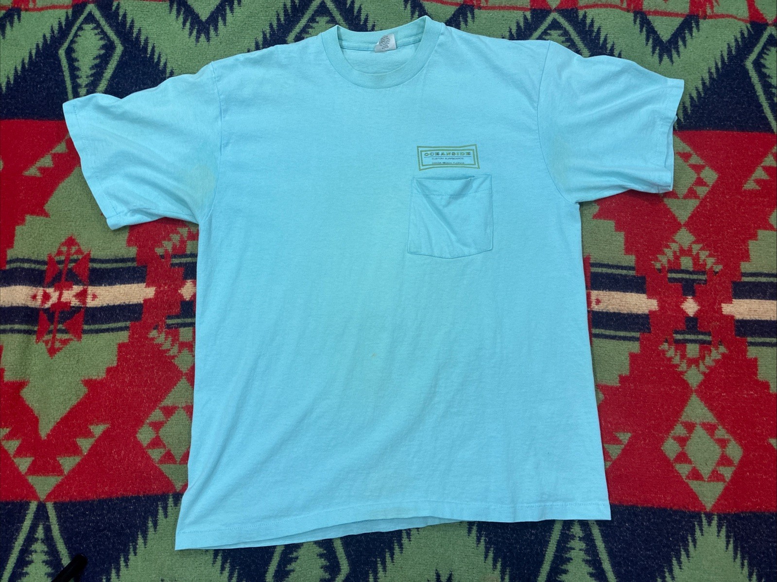 Vtg 80s Oceanside Custom Surfboards Pocket T Shirt Surf Cocoa Beach Florida USA
