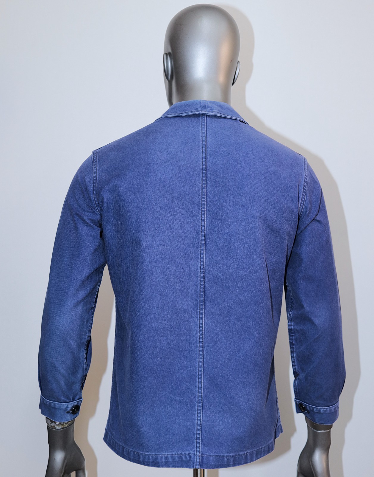 Vintage 1960s Blue Cotton Twill Work Jacket ADOLPHE LAFONT Sz S Made in France