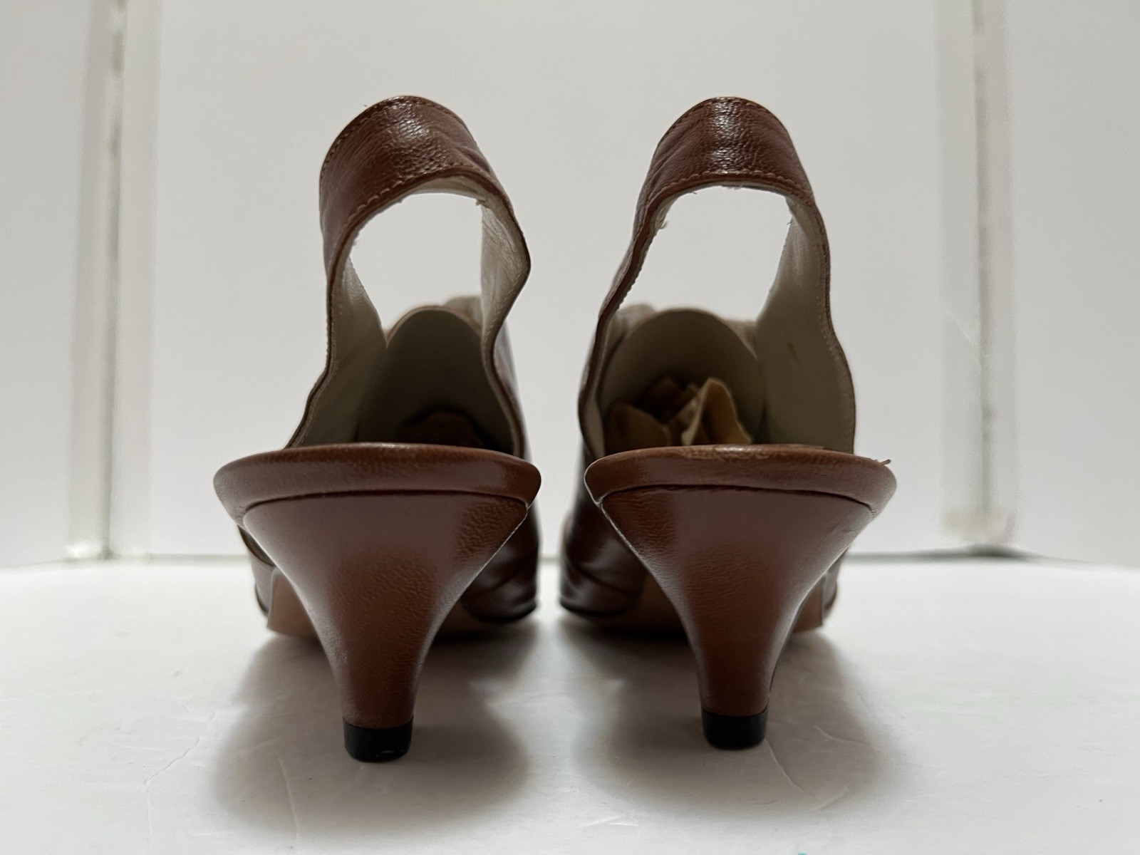 Vintage 80s Bertie Italy Leather Wingtip Oxford Slingback Heels 36 ( NO LACES)